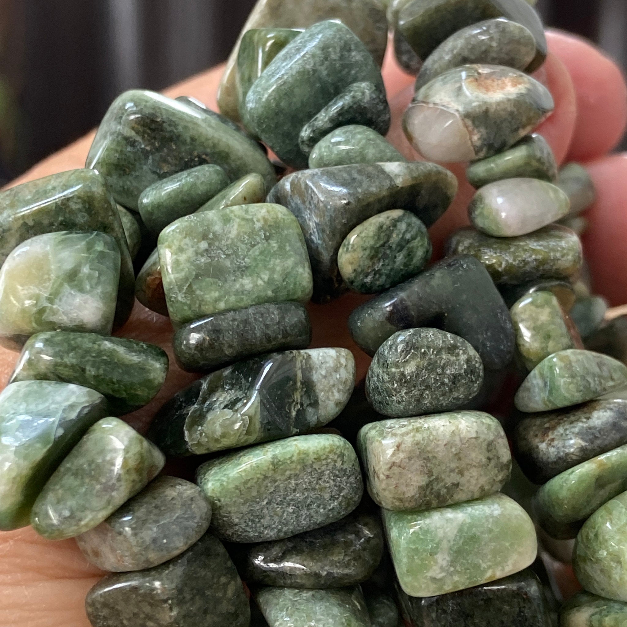 Greenland Green Jade Chunky Stretch Bracelet