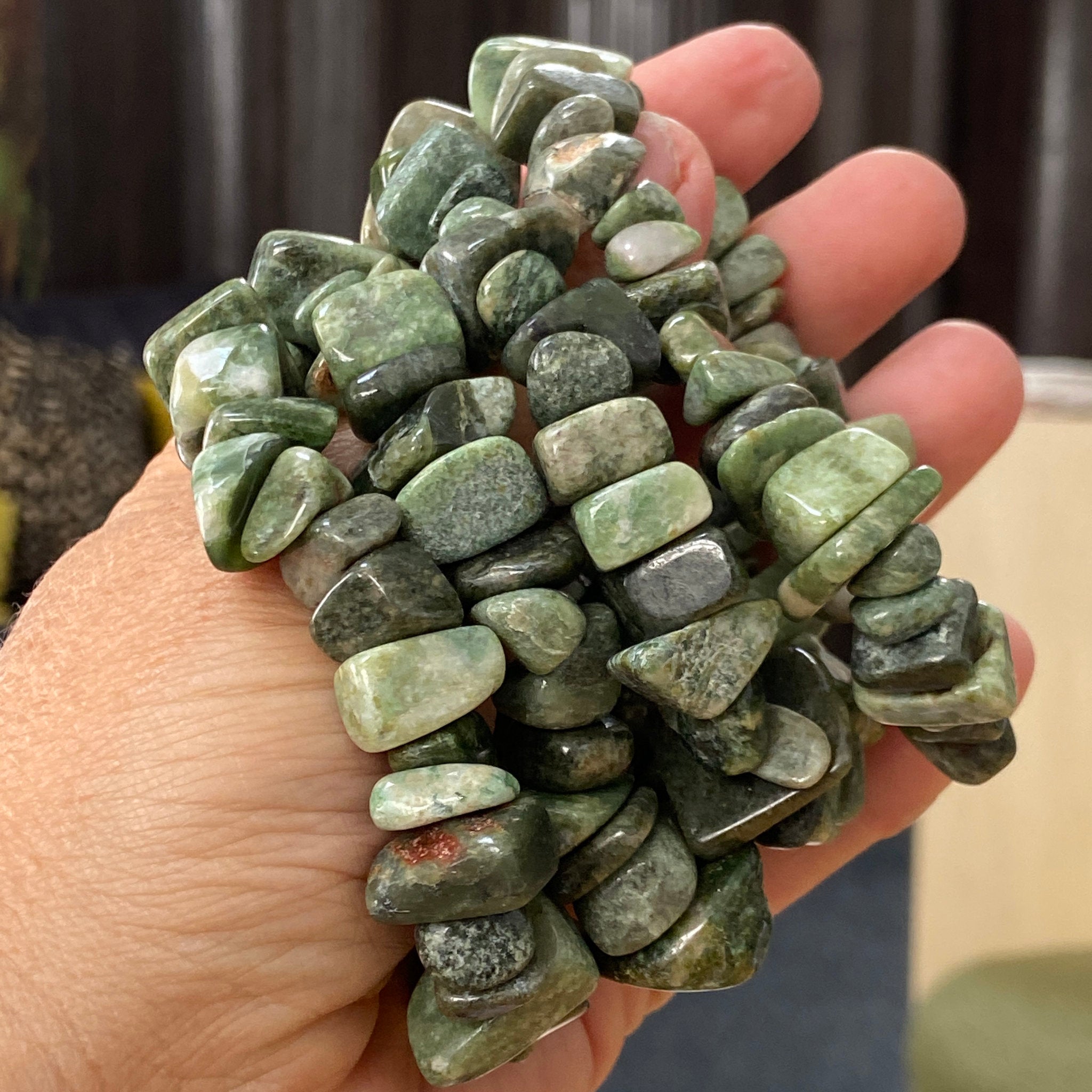 Greenland Green Jade Chunky Stretch Bracelet
