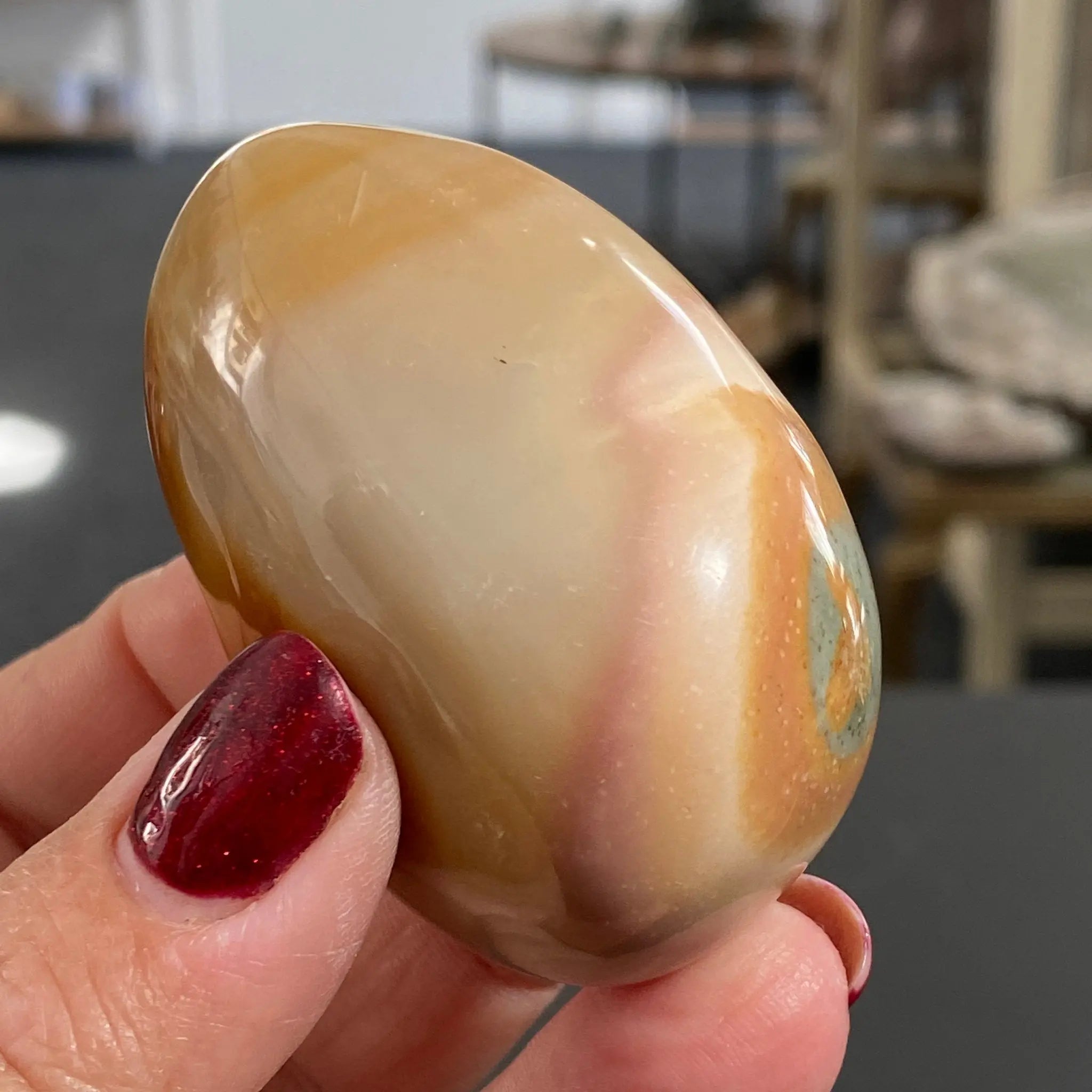 Picture Japser, Polychrome Jasper Palm stone Castle Rocks Cornwall