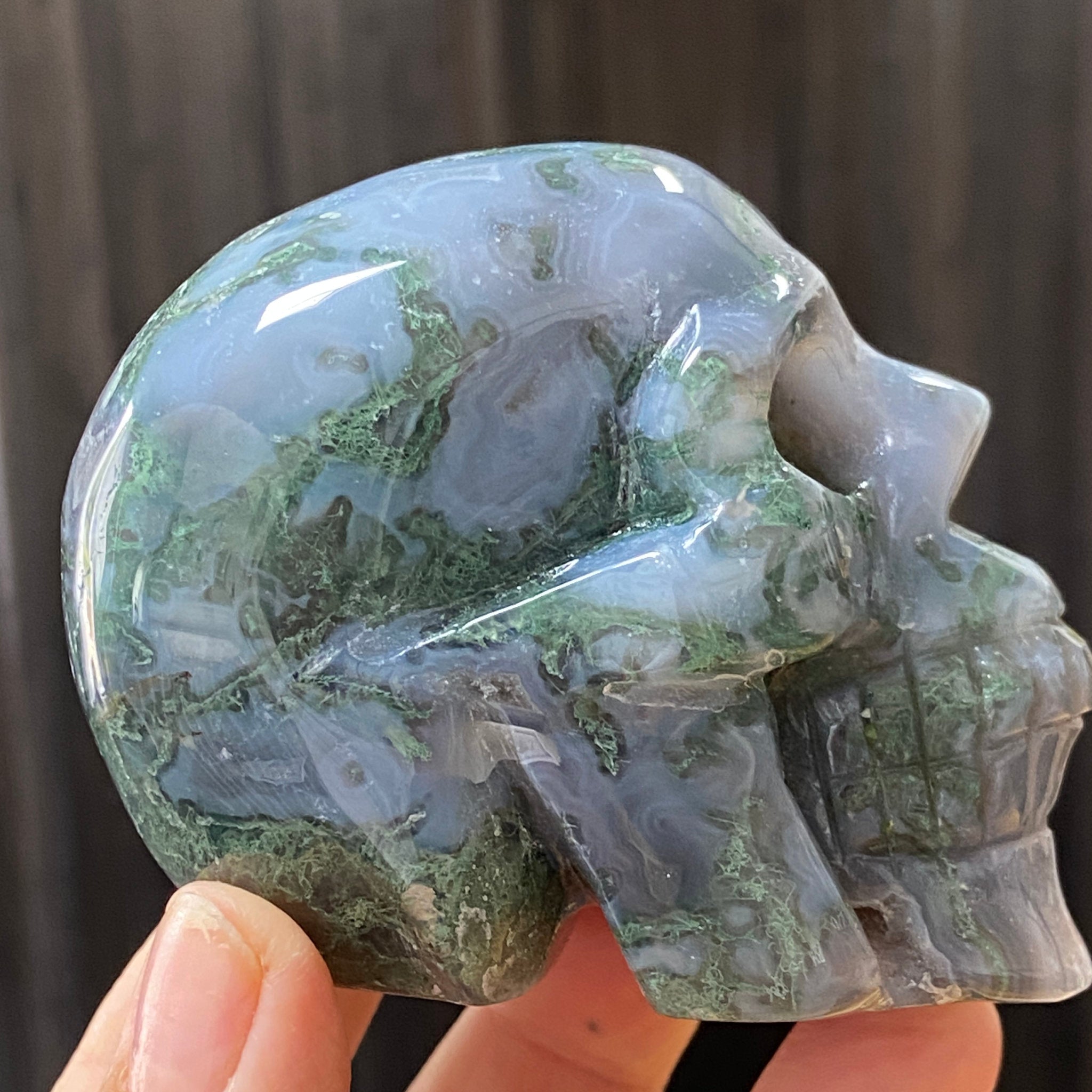 Moss Agate Skull
