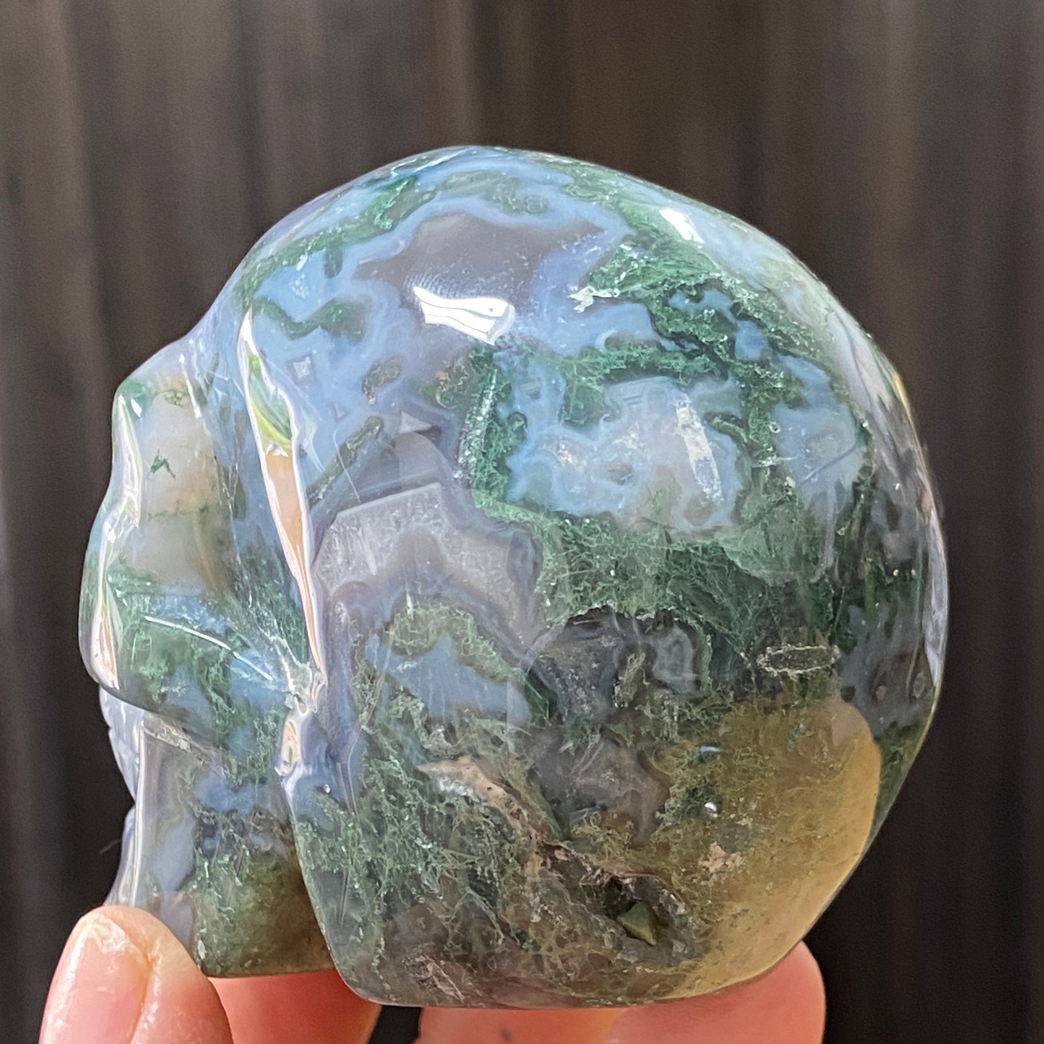 Moss Agate Skull