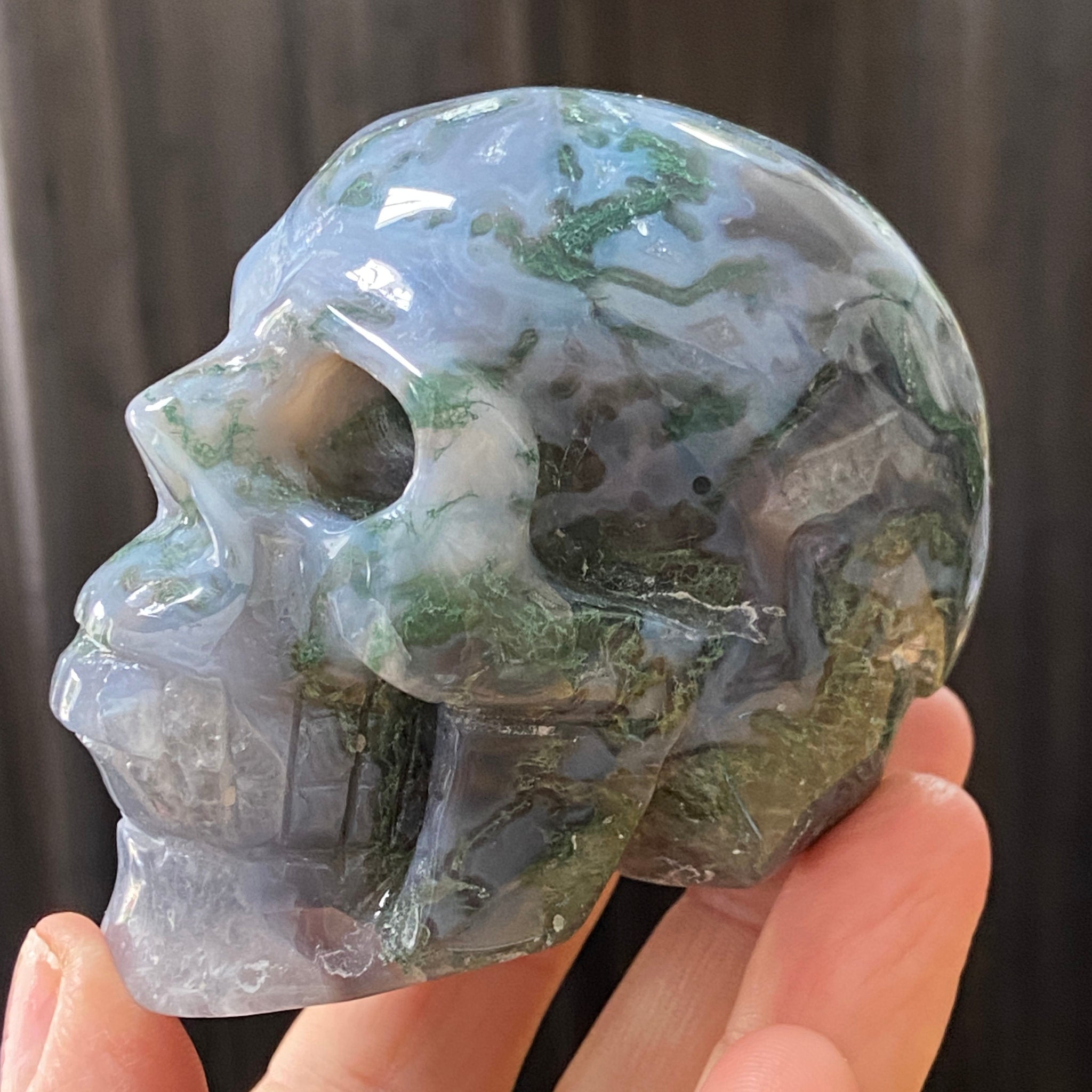 Moss Agate Skull