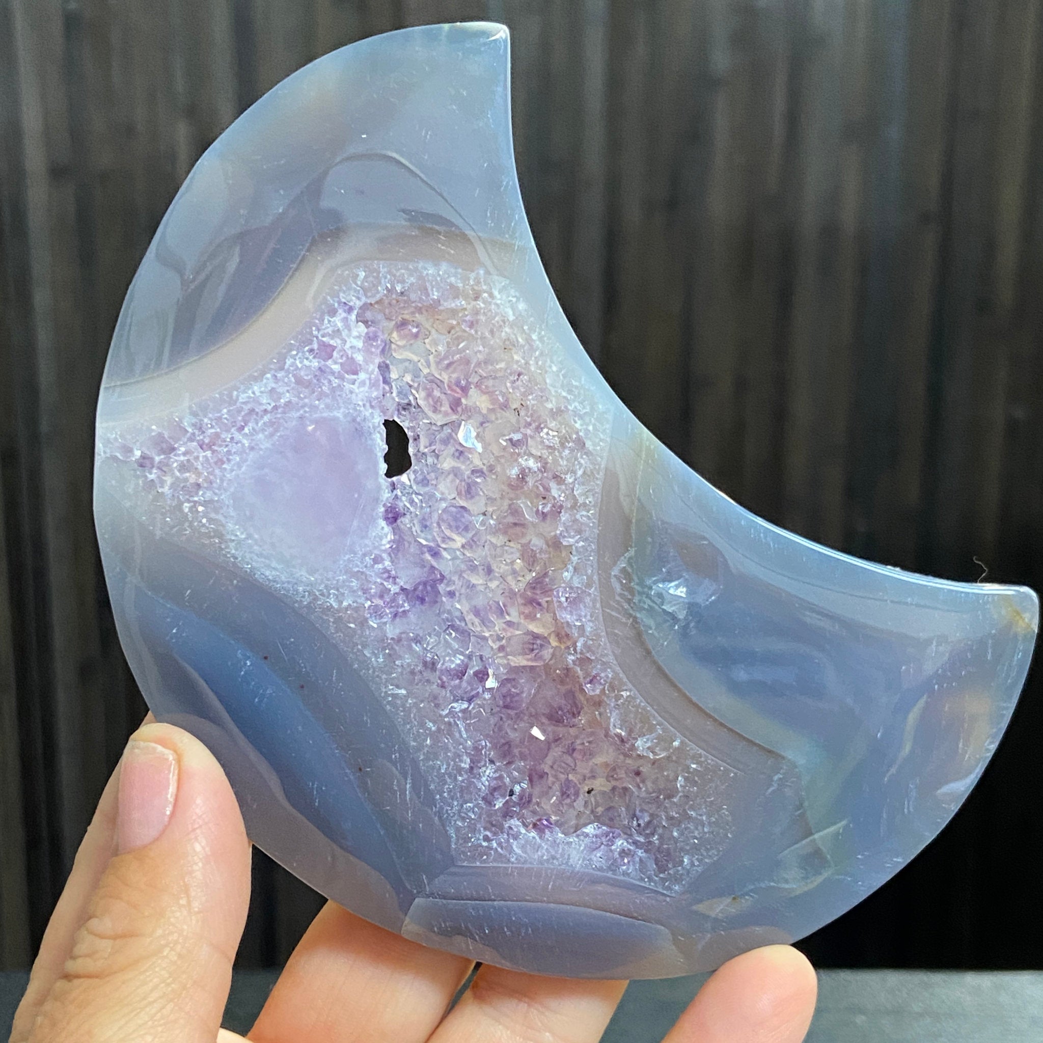 Amethyst Chalcedony Crescent Moon