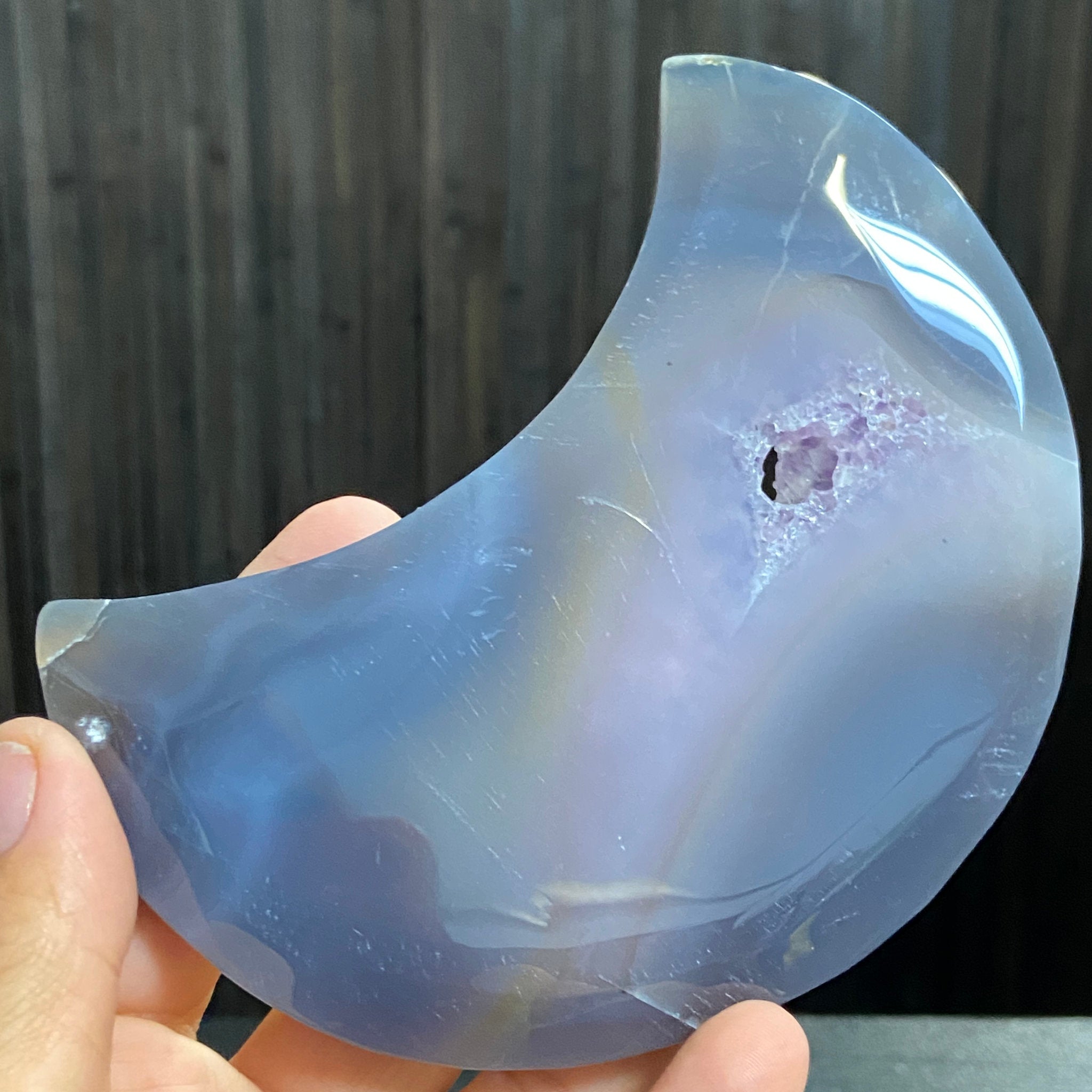 Amethyst Chalcedony Crescent Moon