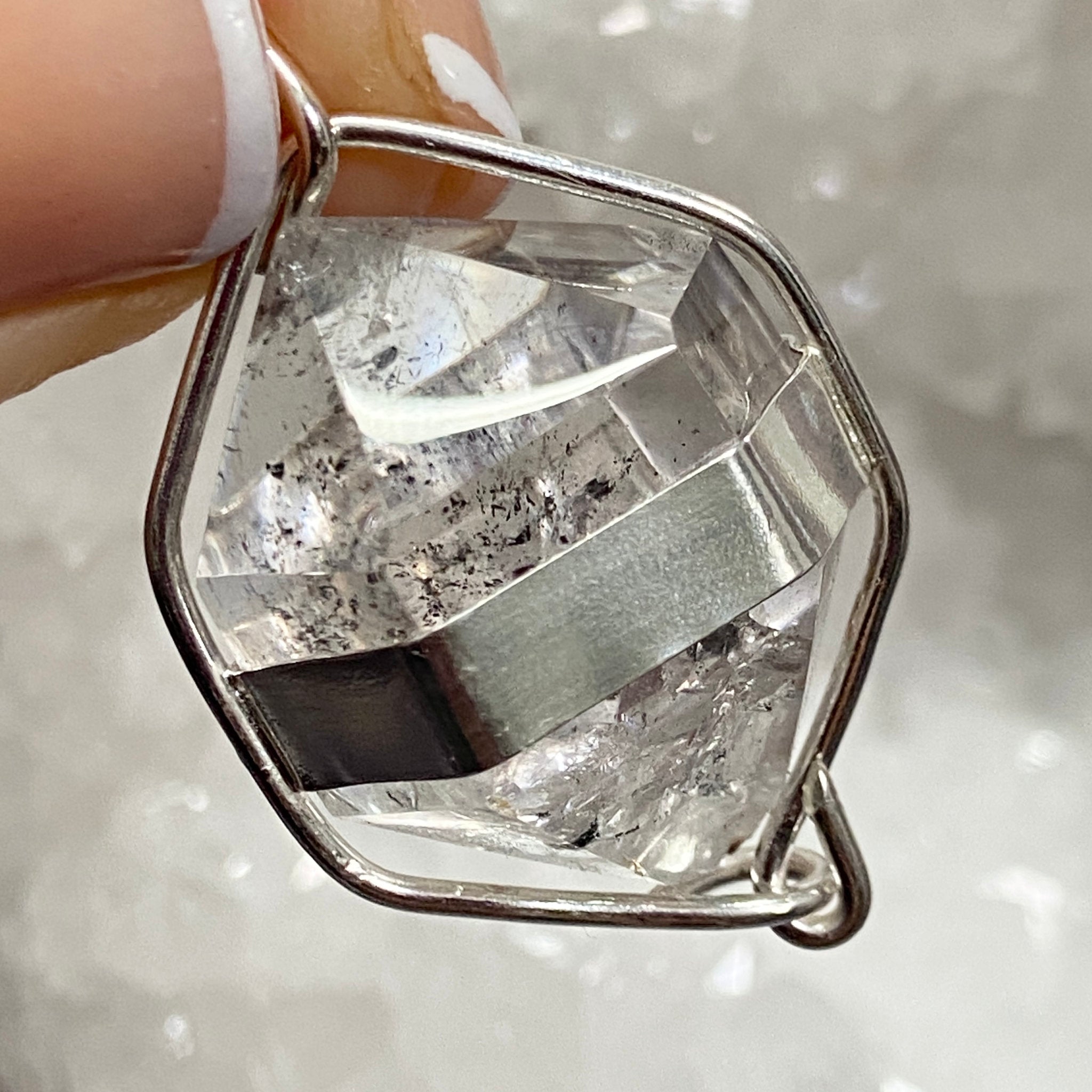 Clear Quartz Pendant with Carbon Enhydro - Bespoke by Song of the Sea