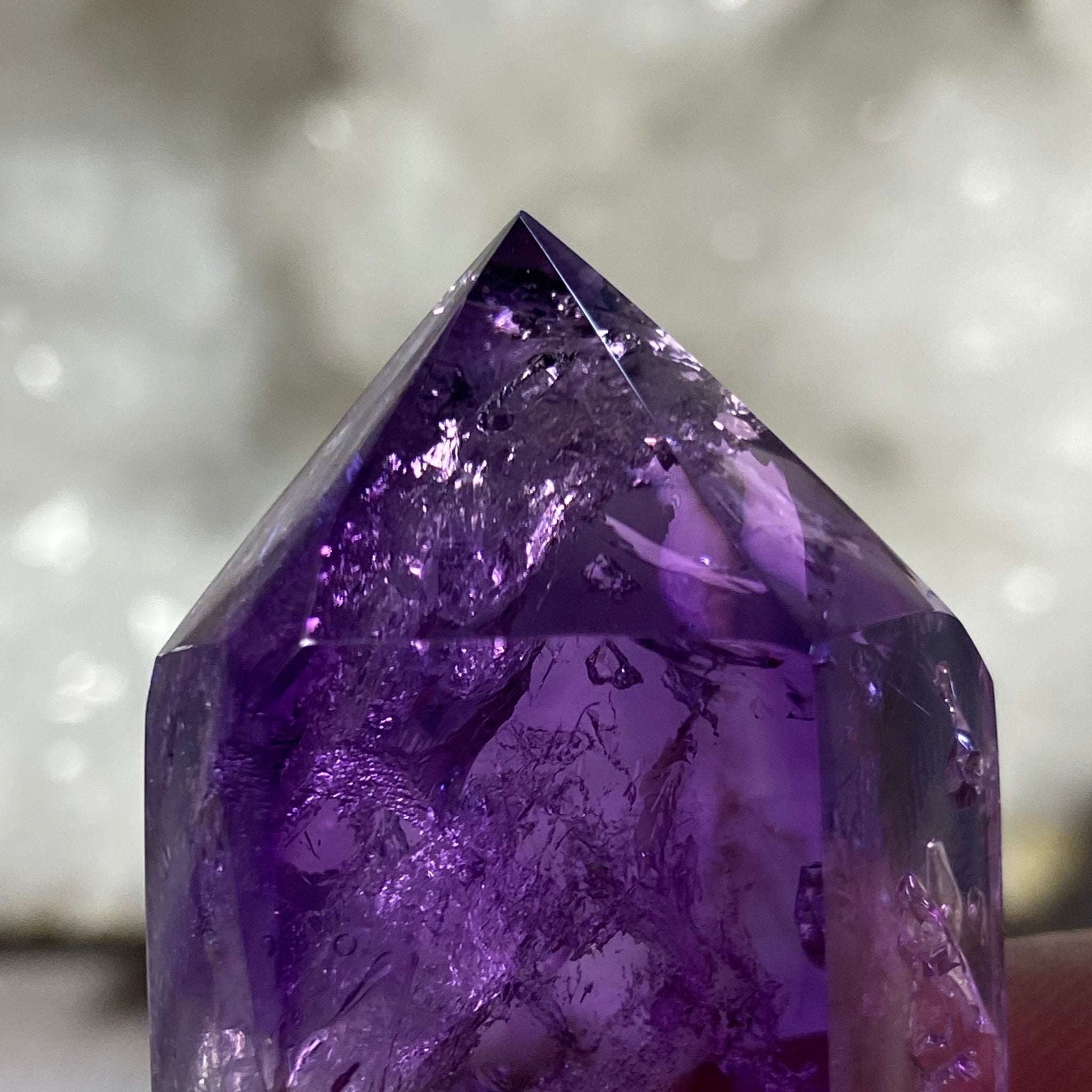 Saturated Double Terminated Amethyst with Enhydro and White Falling Sand – Brazil