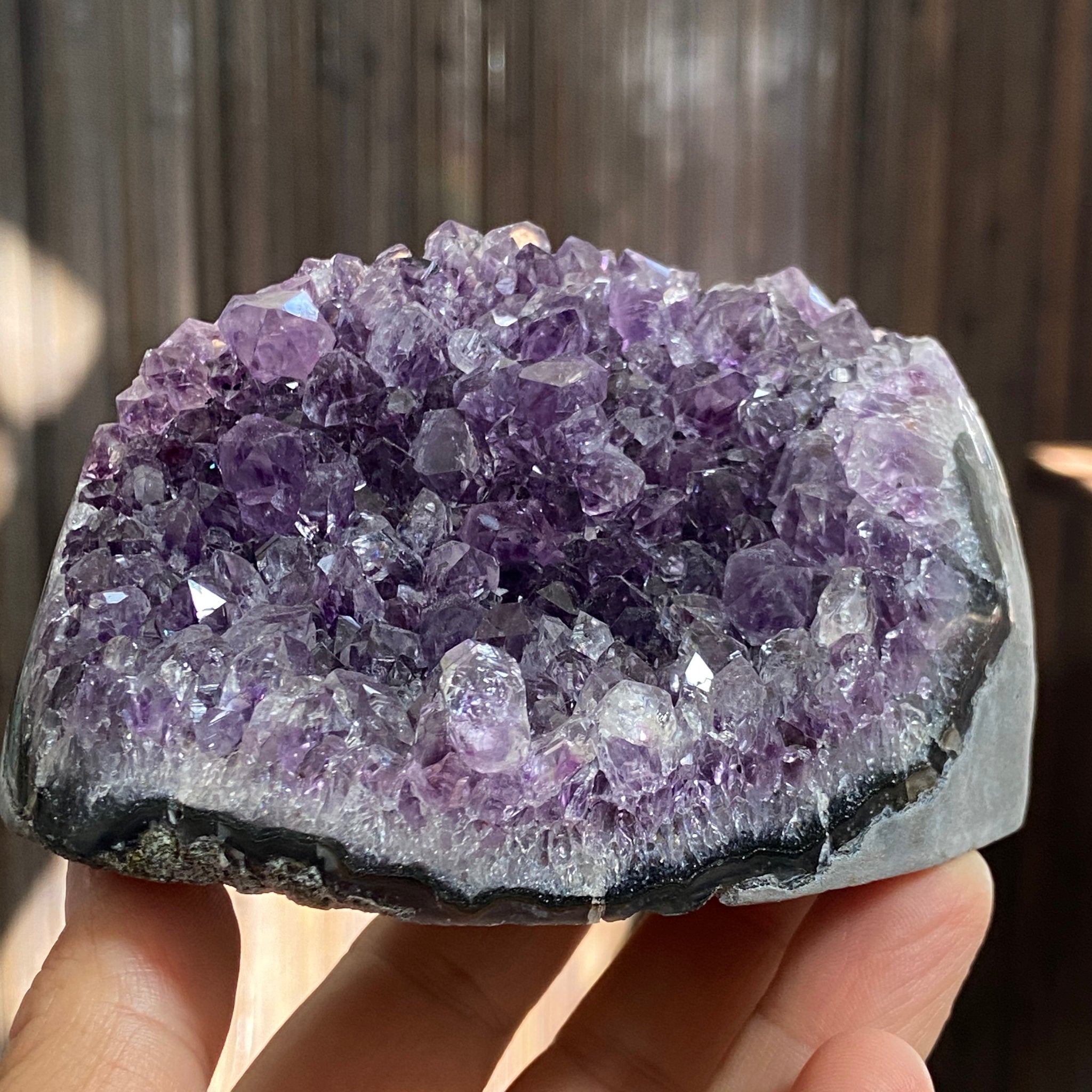 Uruguayan Clear Quartz and Amethyst Cut Base