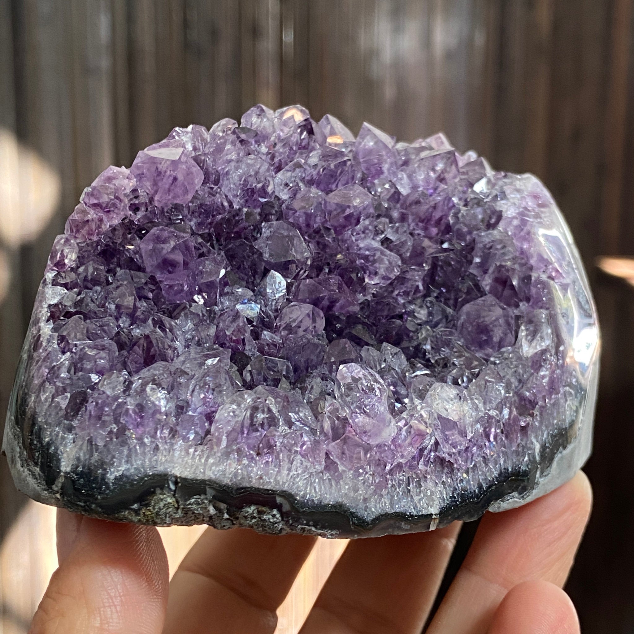 Uruguayan Clear Quartz and Amethyst Cut Base
