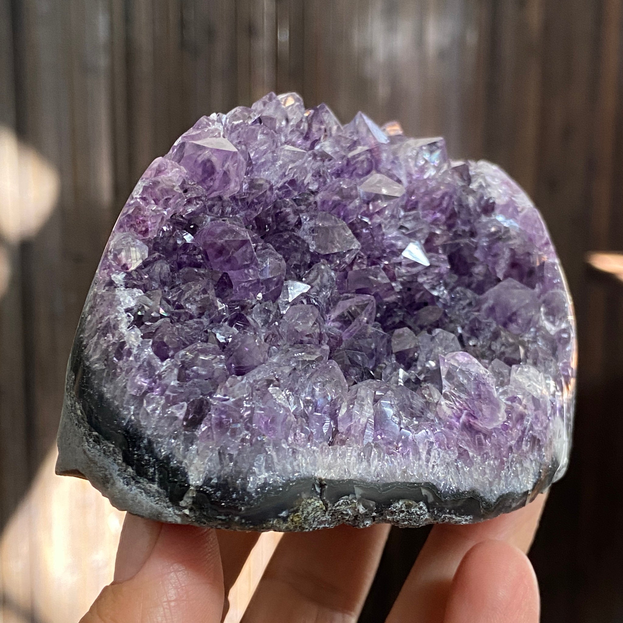 Uruguayan Clear Quartz and Amethyst Cut Base