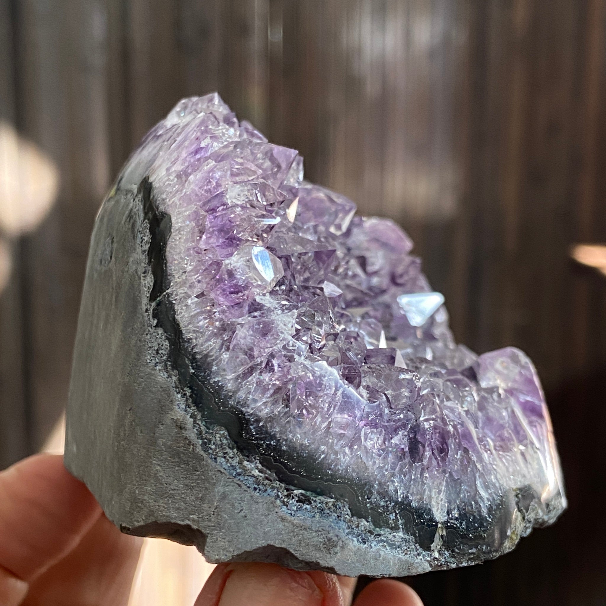 Uruguayan Clear Quartz and Amethyst Cut Base
