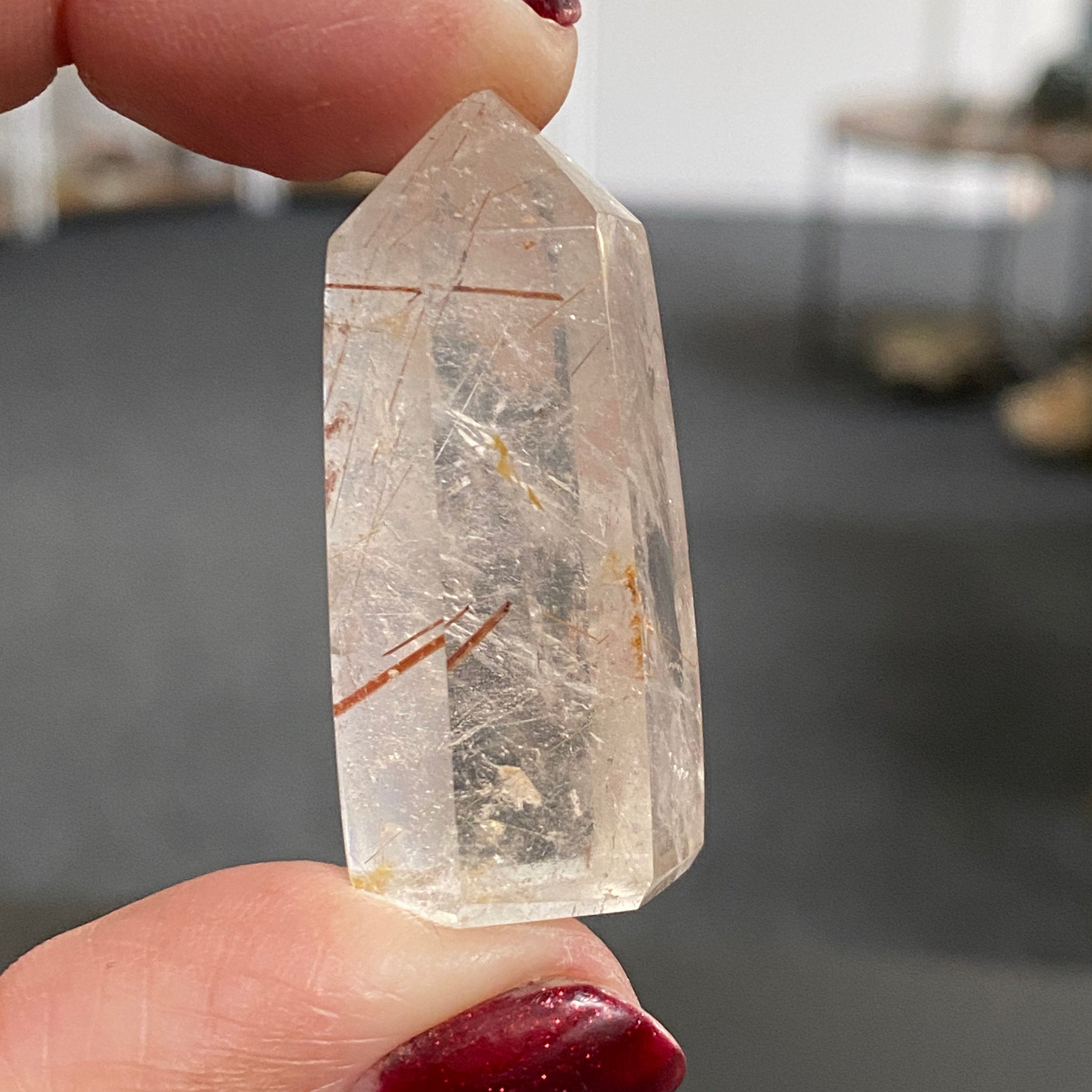 Clear Quartz Tower with Red Rutile