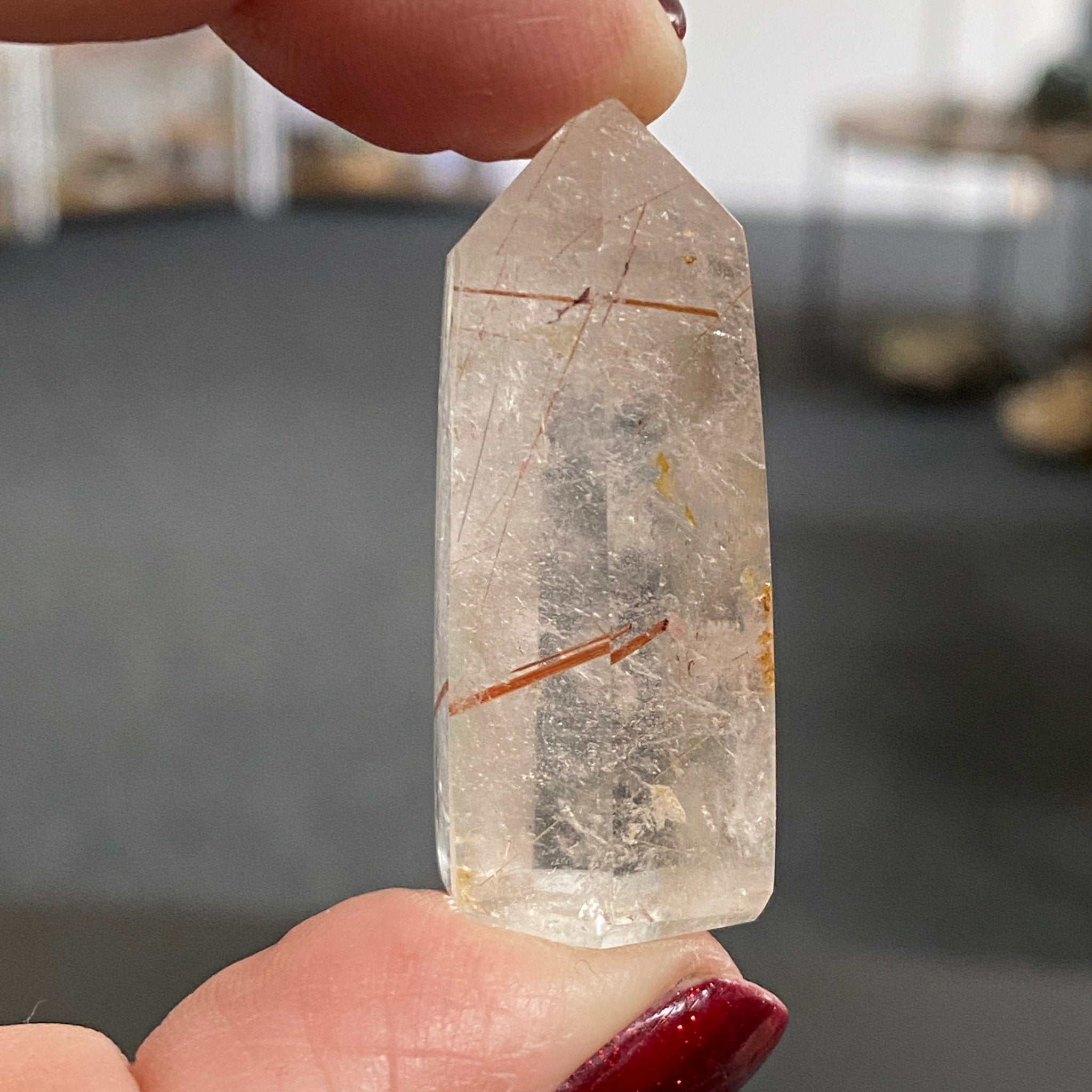 Clear Quartz Tower with Red Rutile