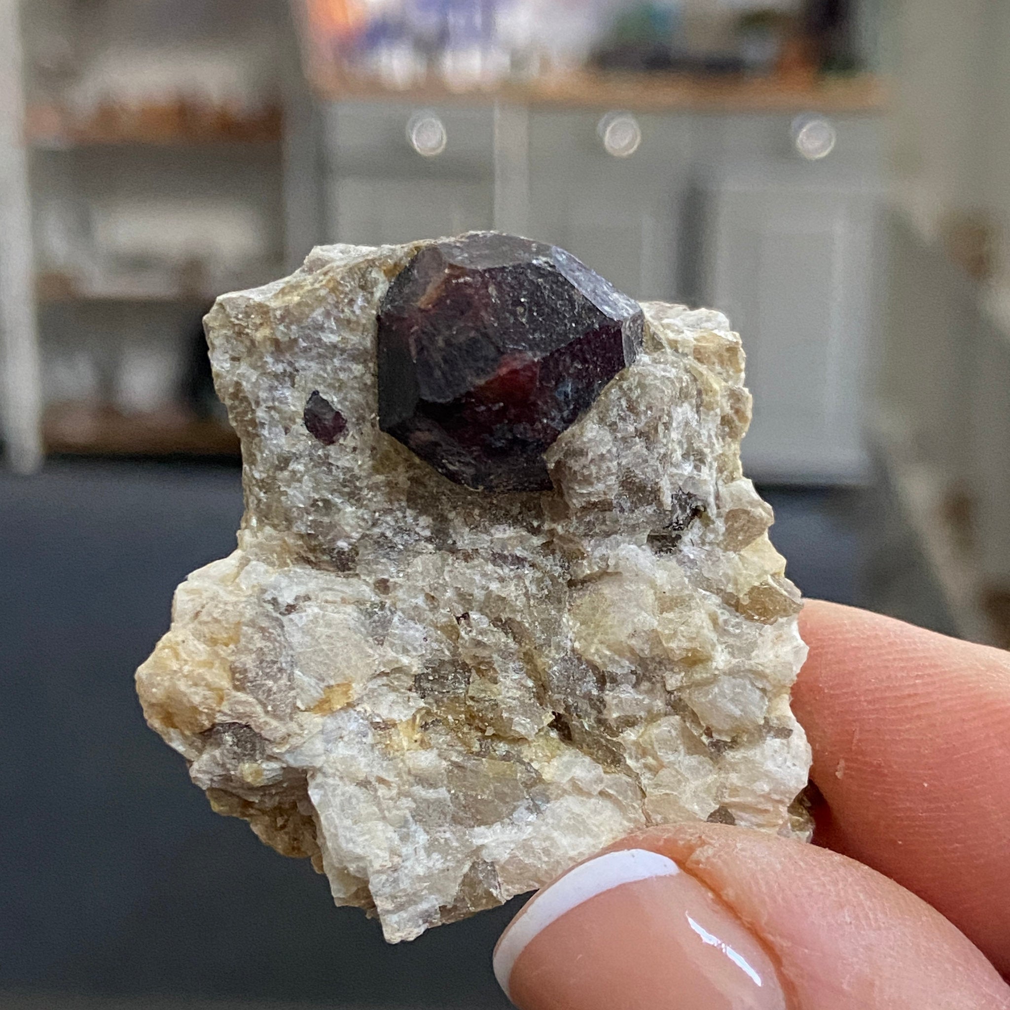 Almandine Garnet on Calcite Matrix