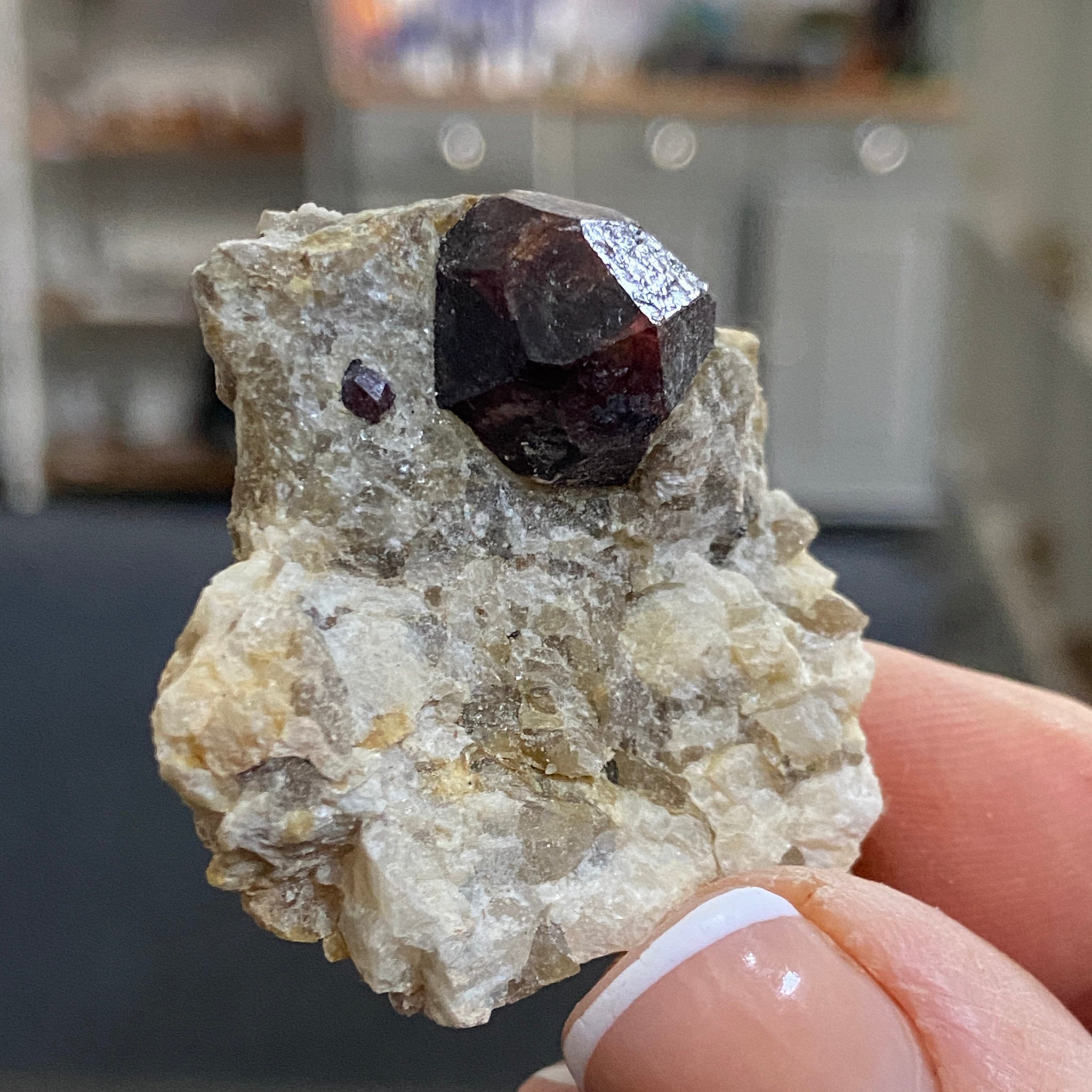 Almandine Garnet on Calcite Matrix