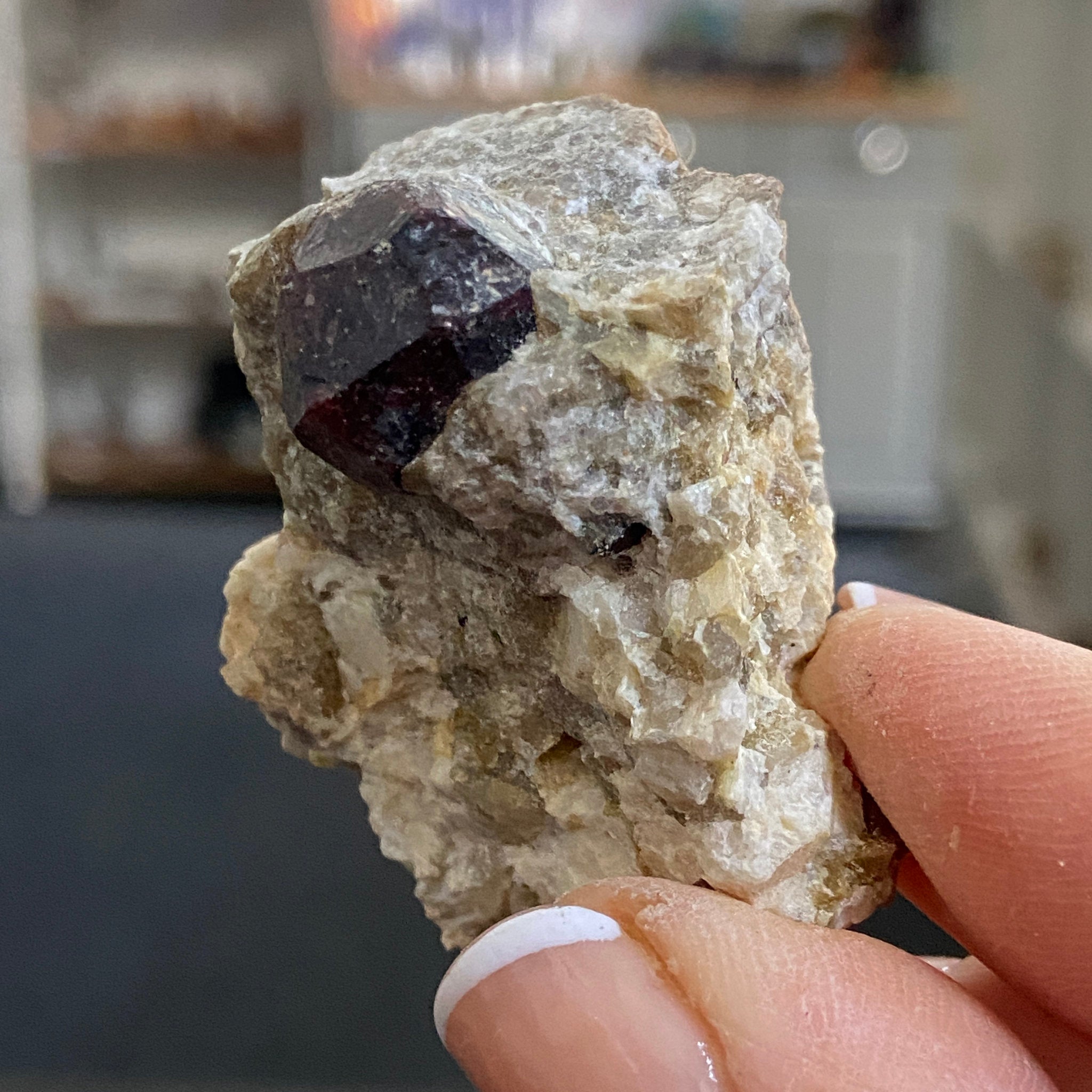 Almandine Garnet on Calcite Matrix