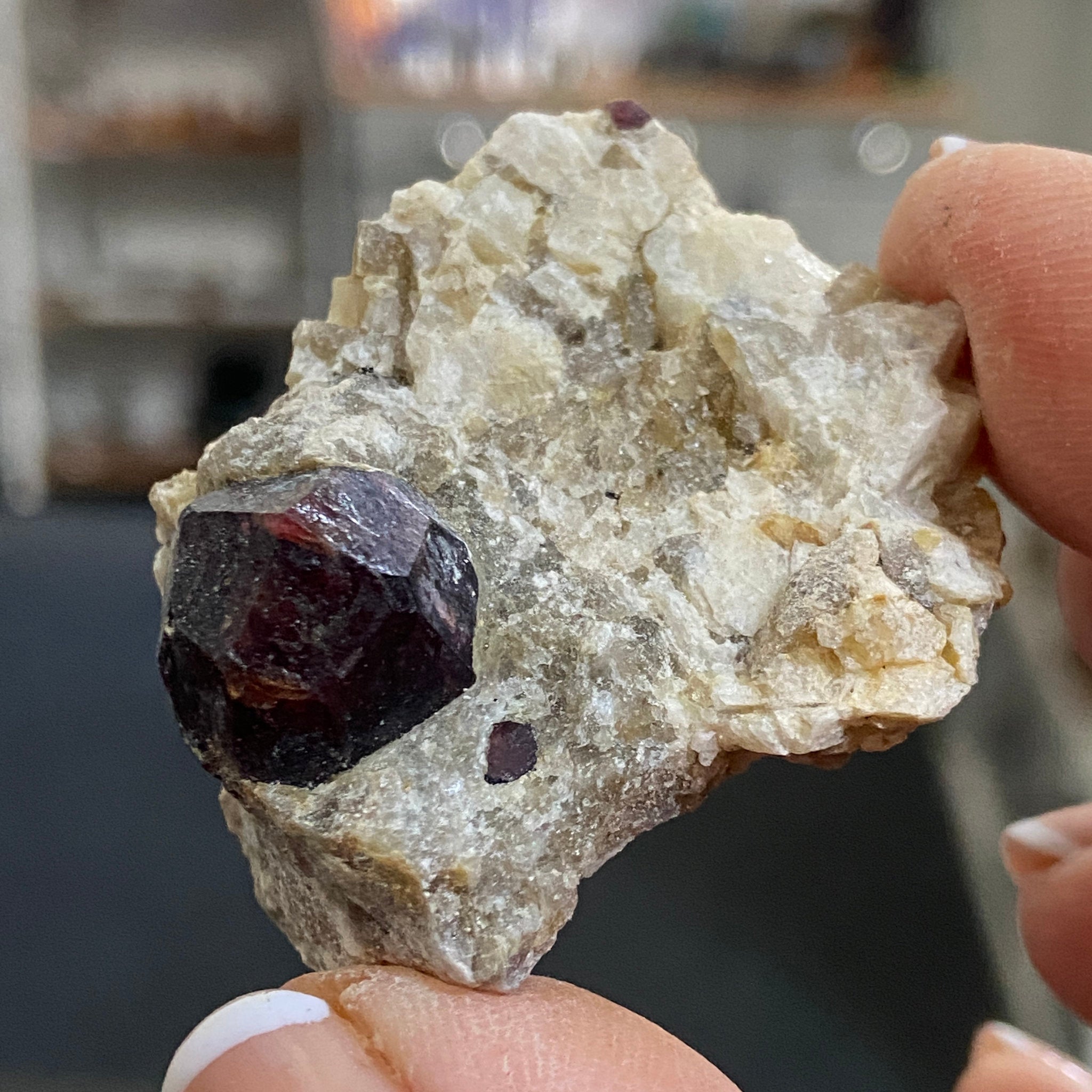 Almandine Garnet on Calcite Matrix