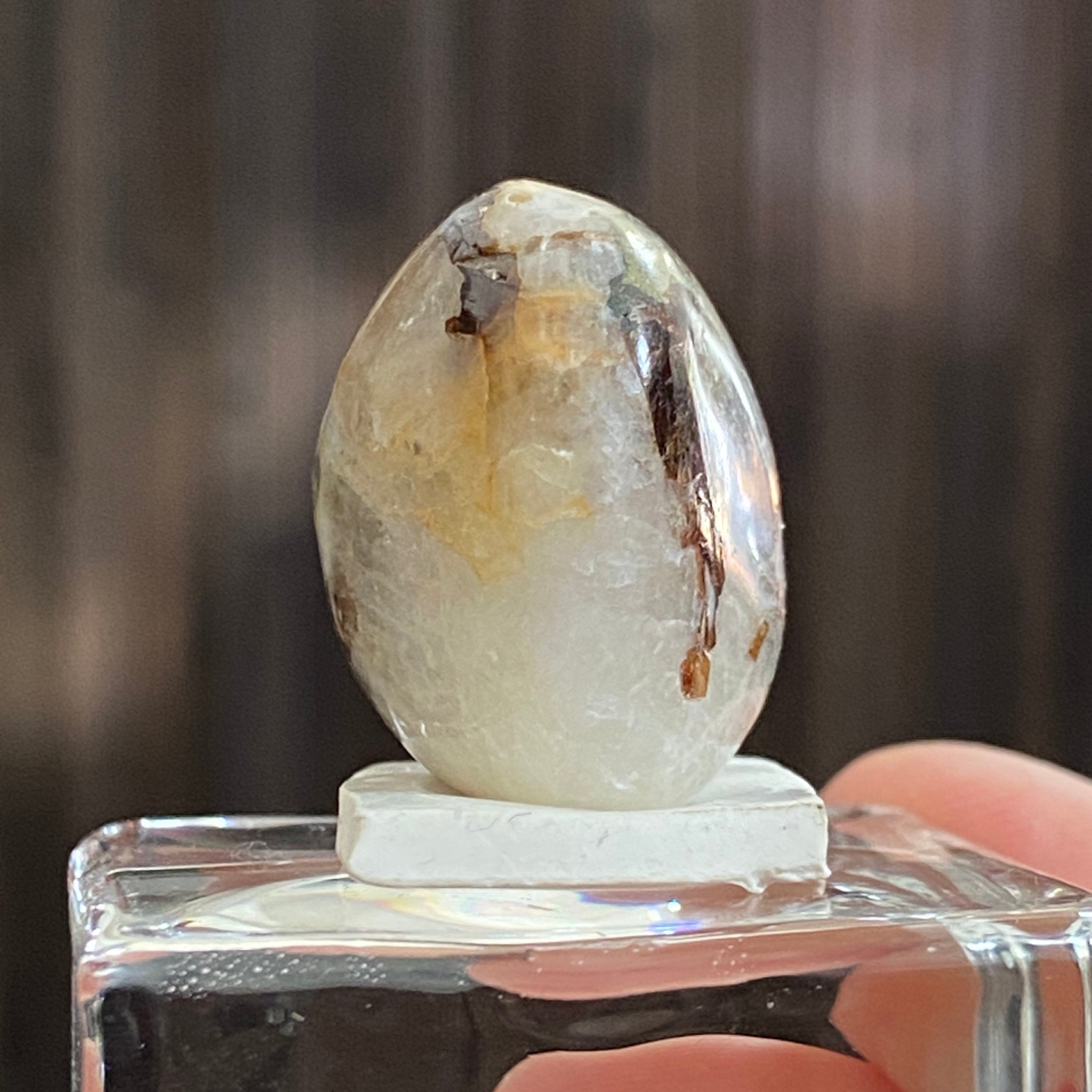 Cryolite Tumbled Stone with Siderite and Galena Inclusions - Greenland
