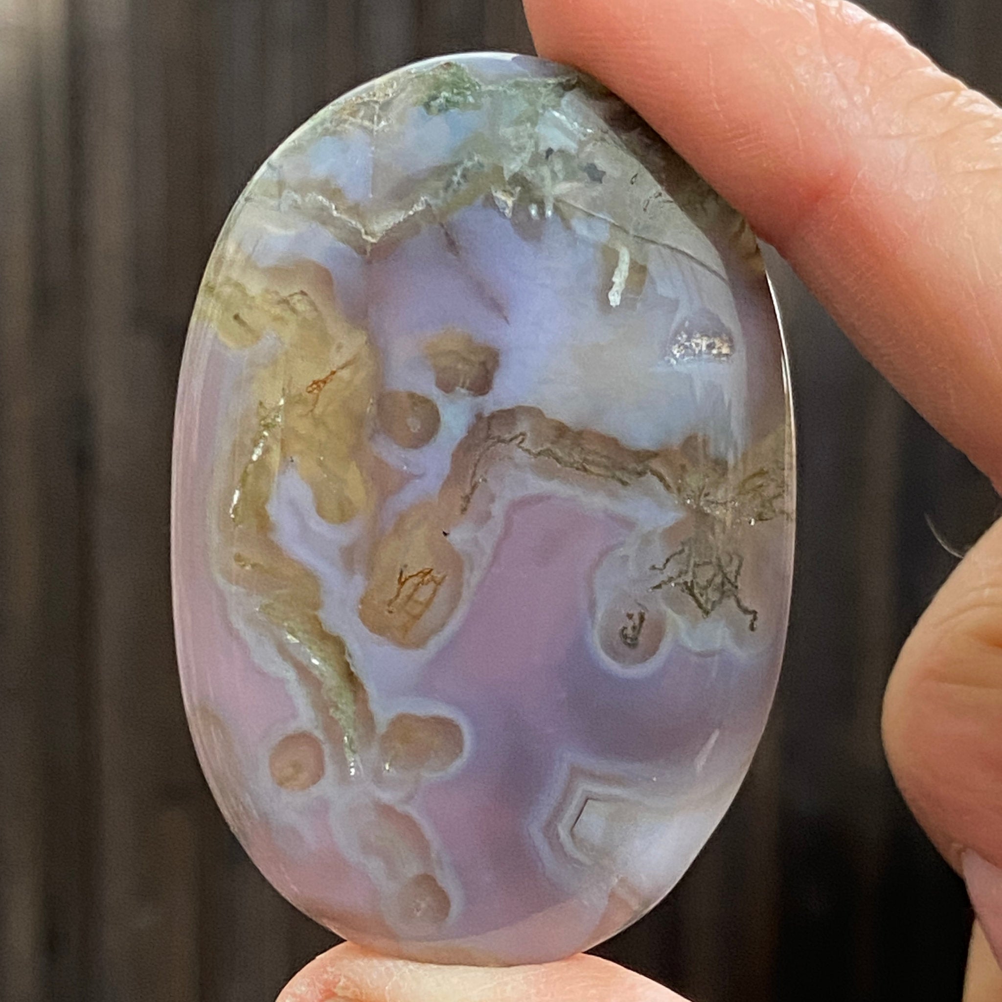Purple Moss Agate Palmstone - Indonesia