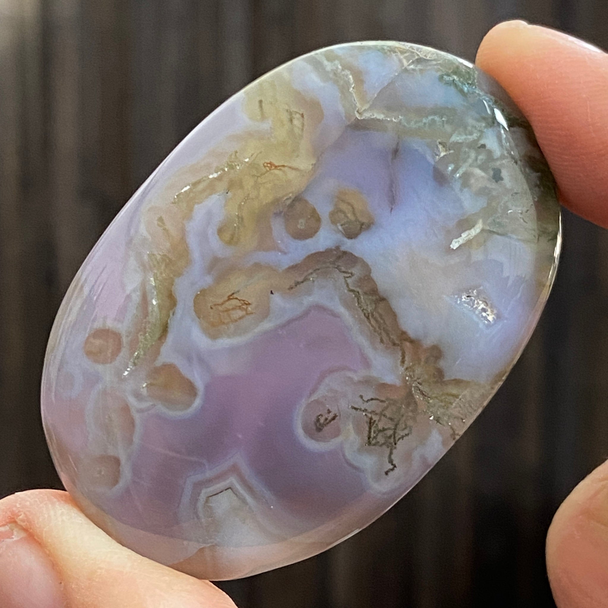 Purple Moss Agate Palmstone - Indonesia