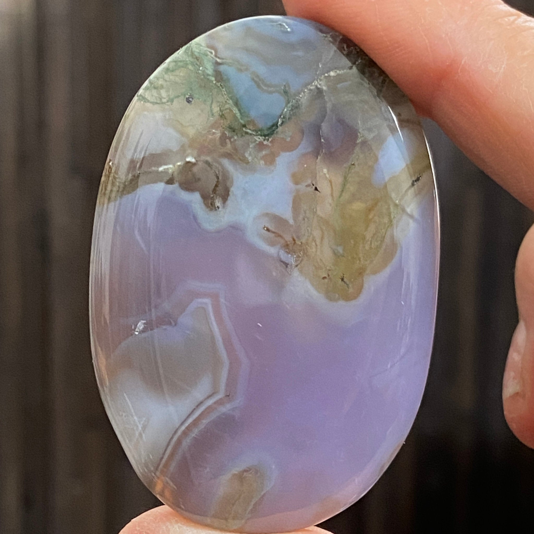 Purple Moss Agate Palmstone - Indonesia