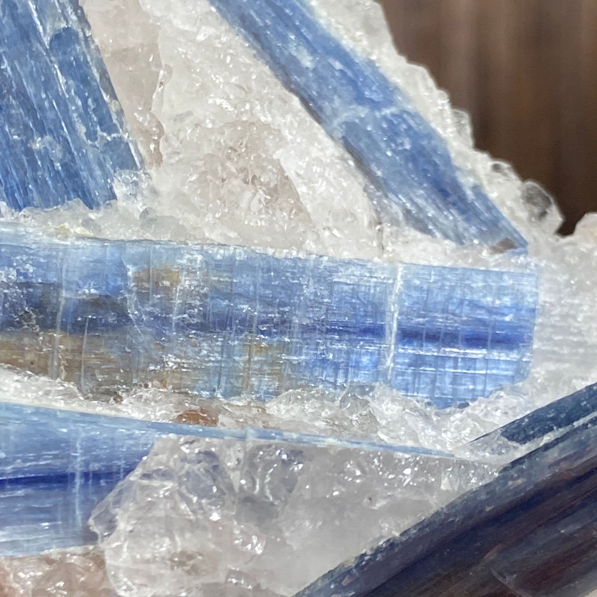 Blue Kyanite and Clear Quartz Cluster
