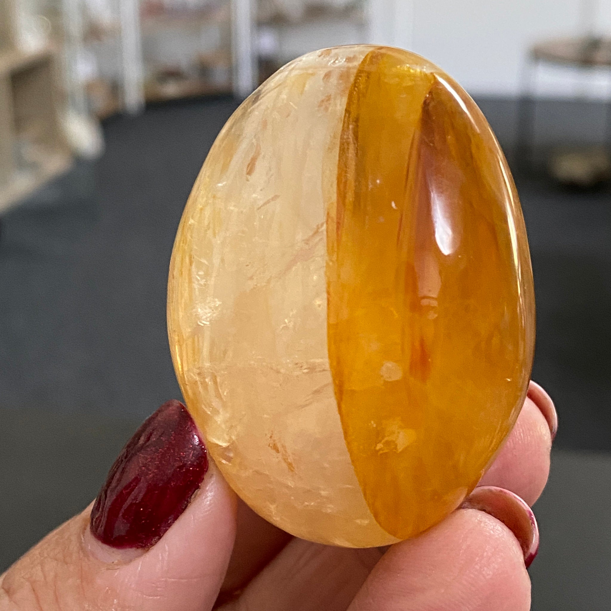 Golden Healer Quartz Palm Stone