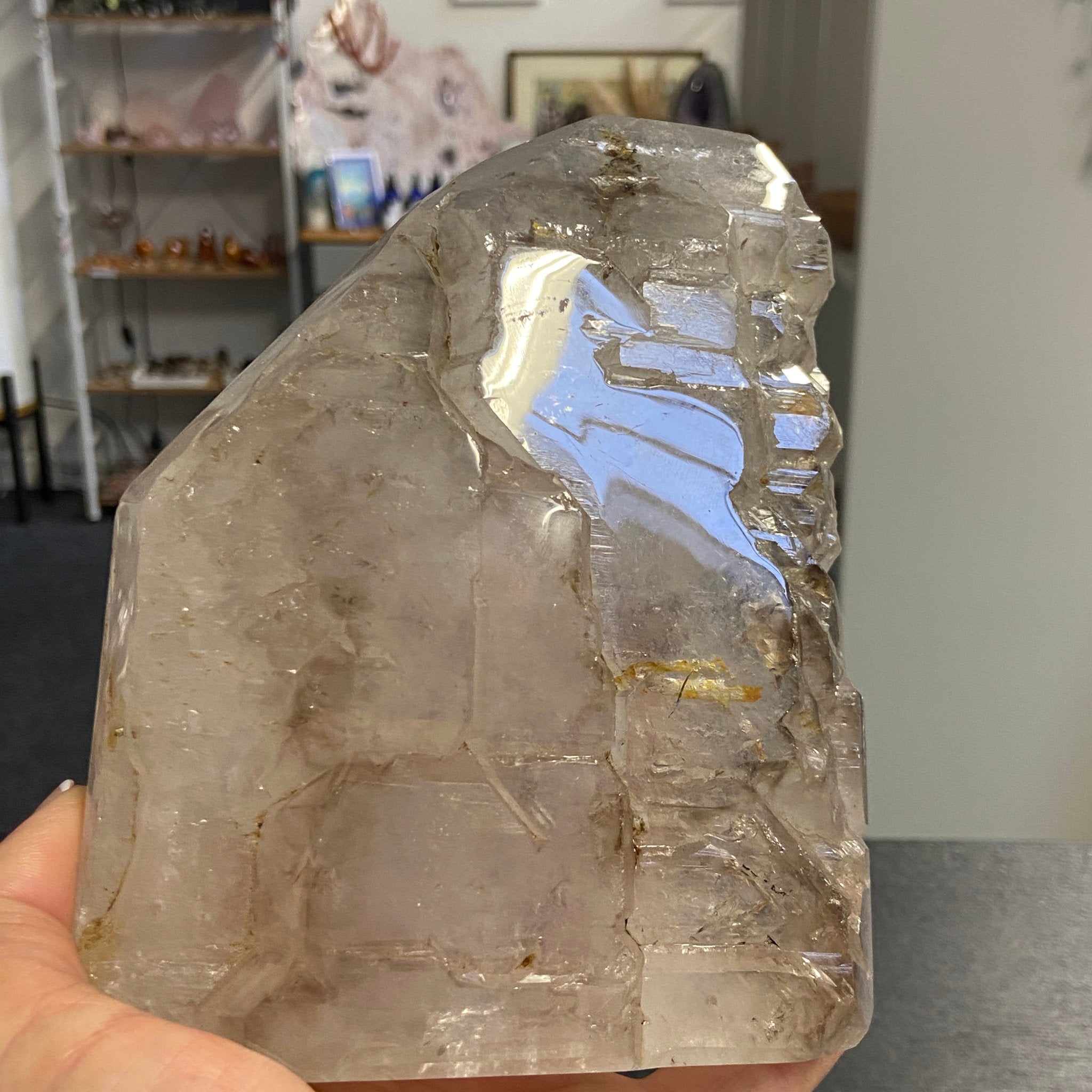 Smoky Quartz Elestial with Enhydros – Brazil
