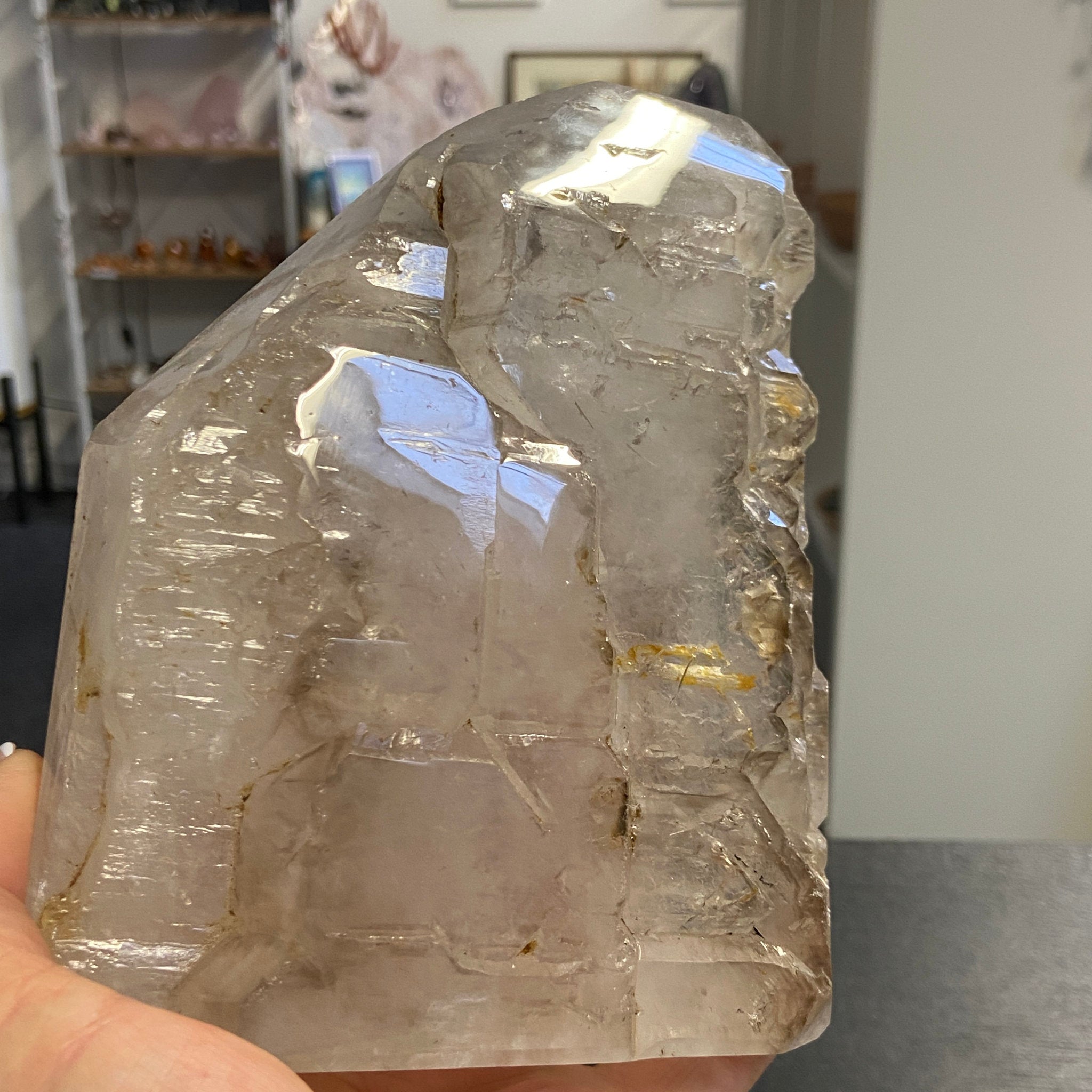 Smoky Quartz Elestial with Enhydros – Brazil