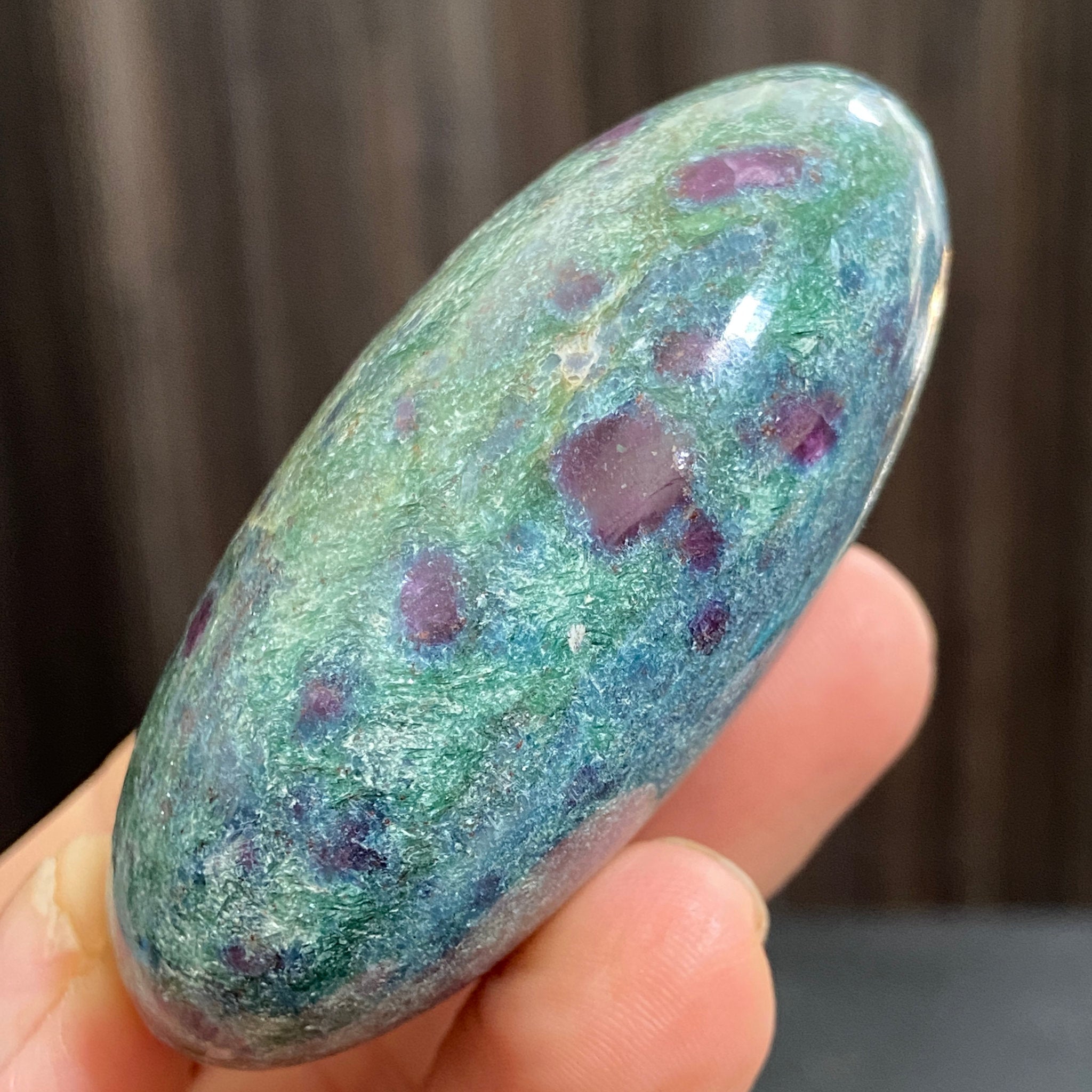 Ruby Kyanite and Green Fuchsite Palmstone