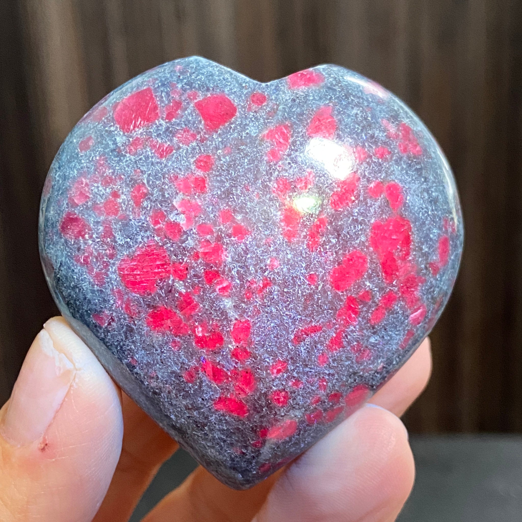 UV Reactive Ruby and Blue Kyanite Heart