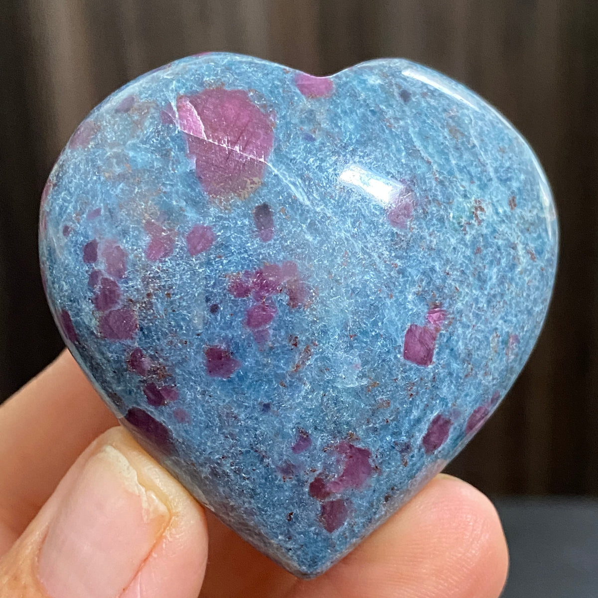 UV Reactive Ruby and Blue Kyanite Heart