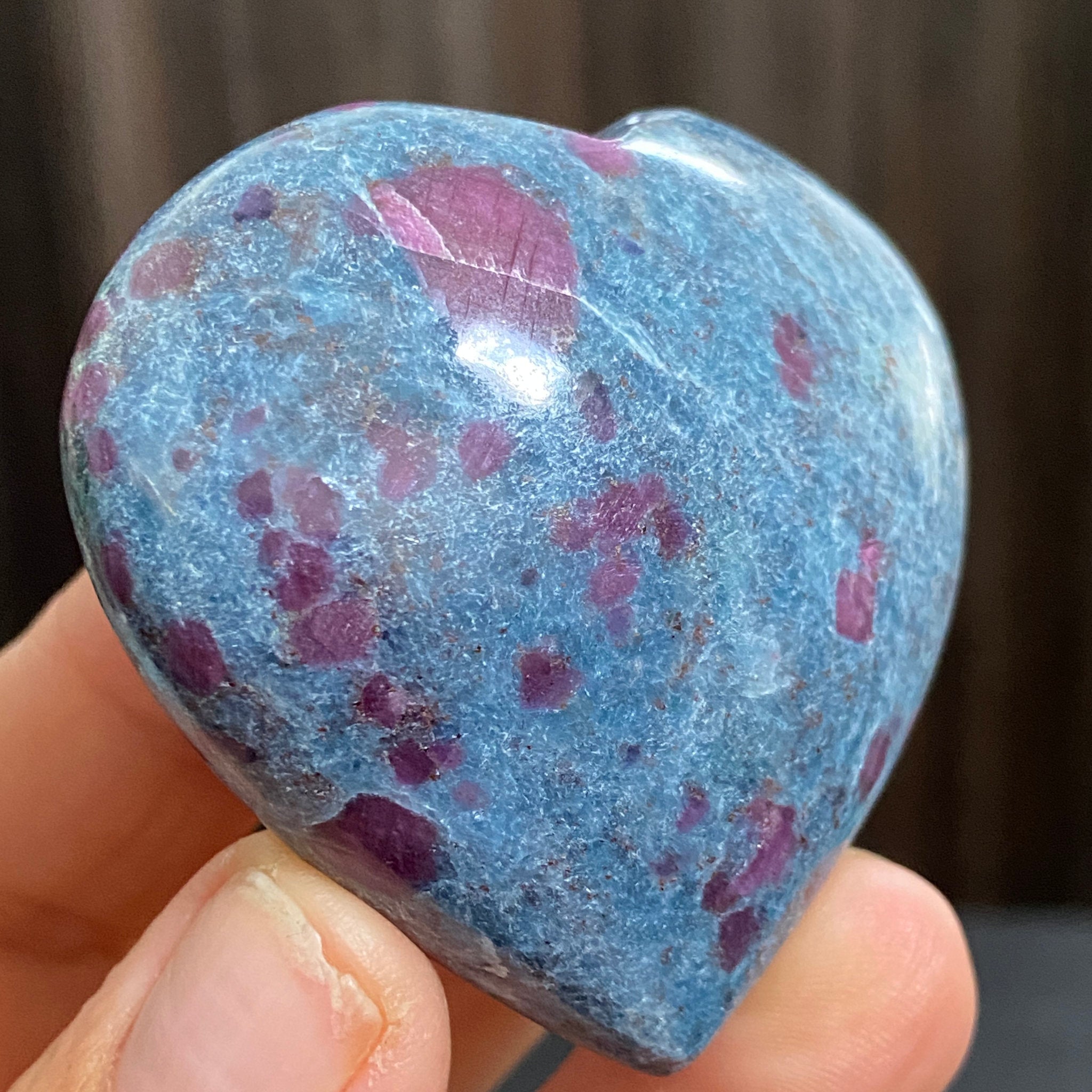 UV Reactive Ruby and Blue Kyanite Heart