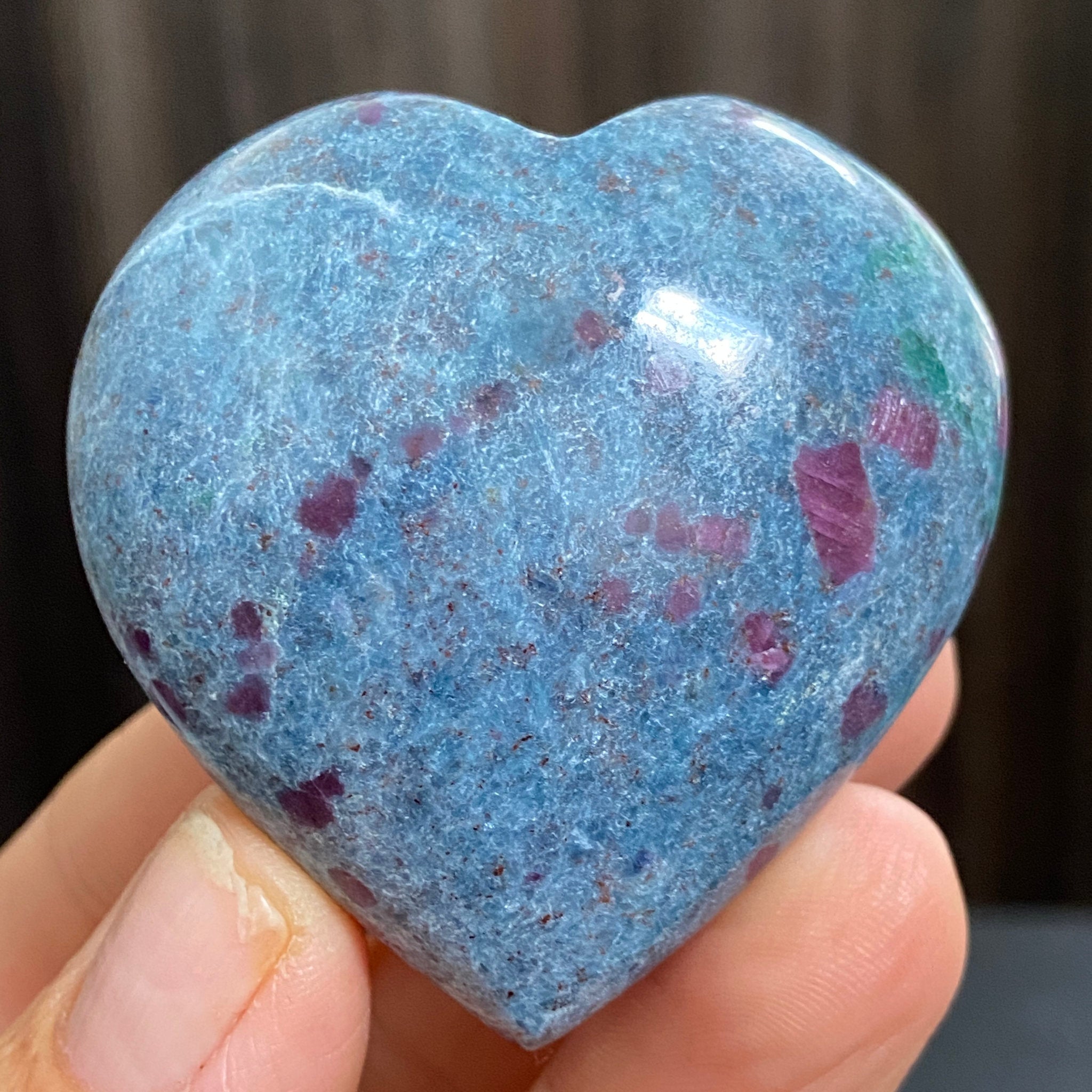 UV Reactive Ruby and Blue Kyanite Heart