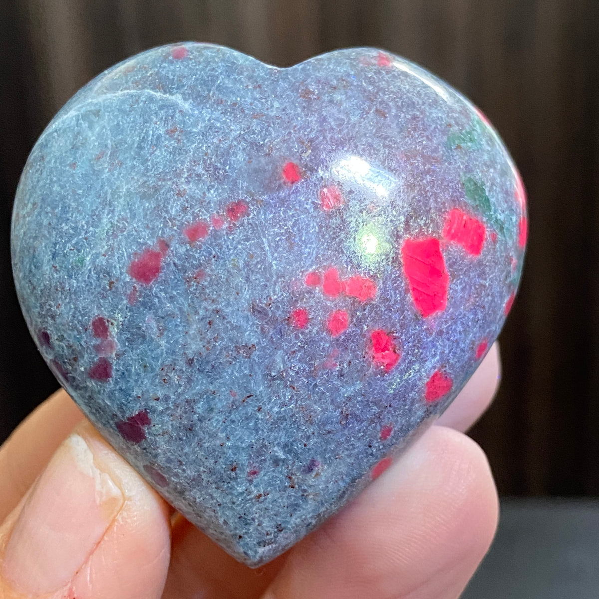 UV Reactive Ruby and Blue Kyanite Heart