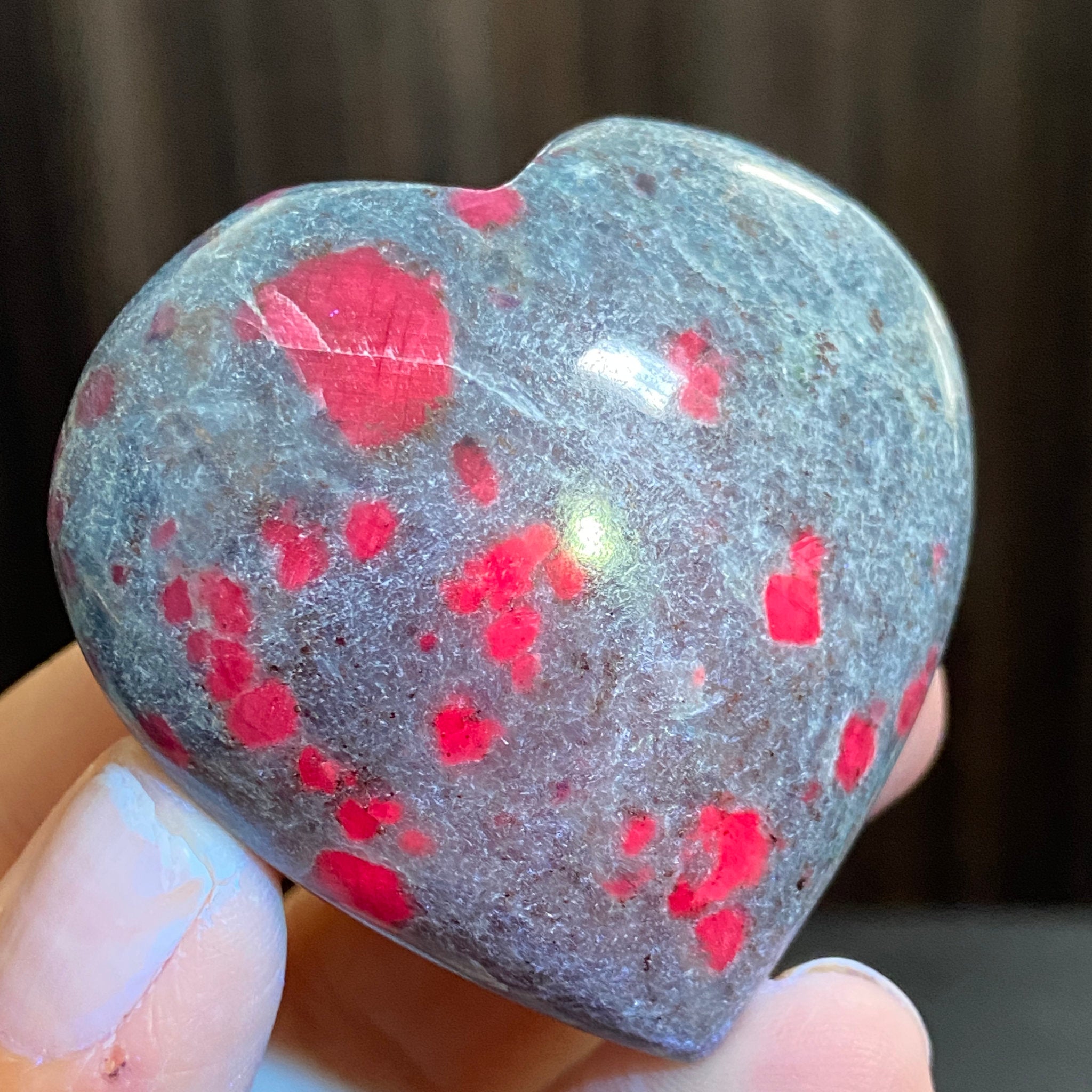 UV Reactive Ruby and Blue Kyanite Heart