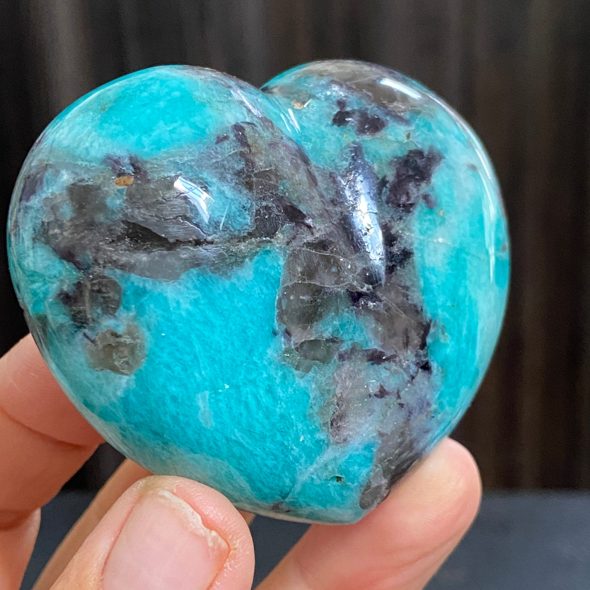 Amazonite & Smoky Quartz Heart – Madagascar
