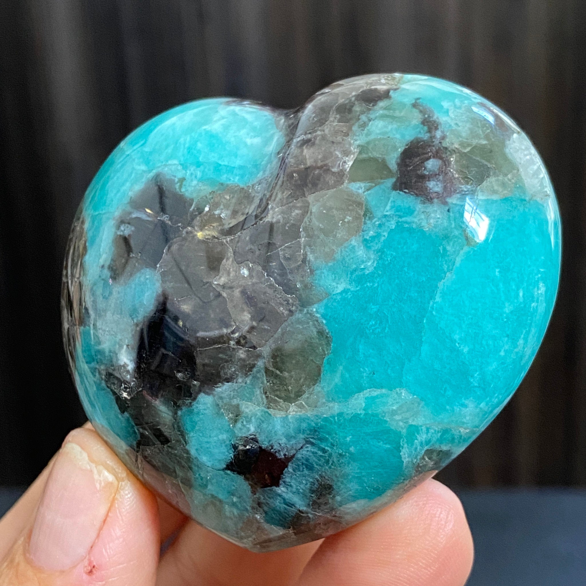 Amazonite & Smoky Quartz Heart – Madagascar