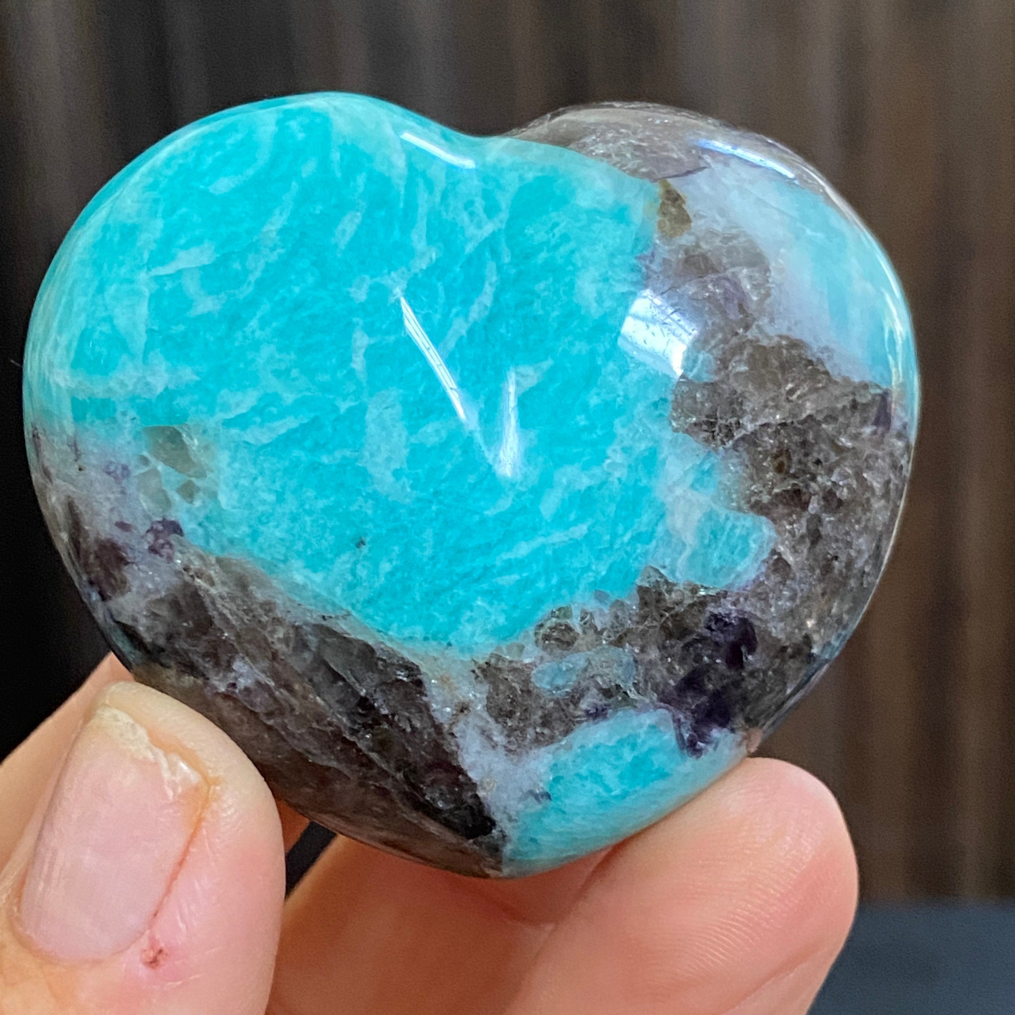 Amazonite & Smoky Quartz Heart – Madagascar