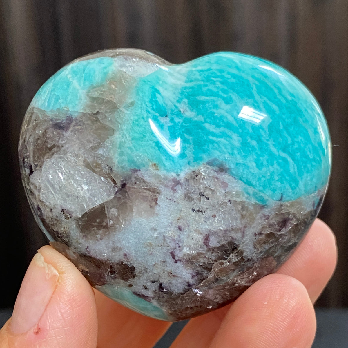 Amazonite & Smoky Quartz Heart – Madagascar