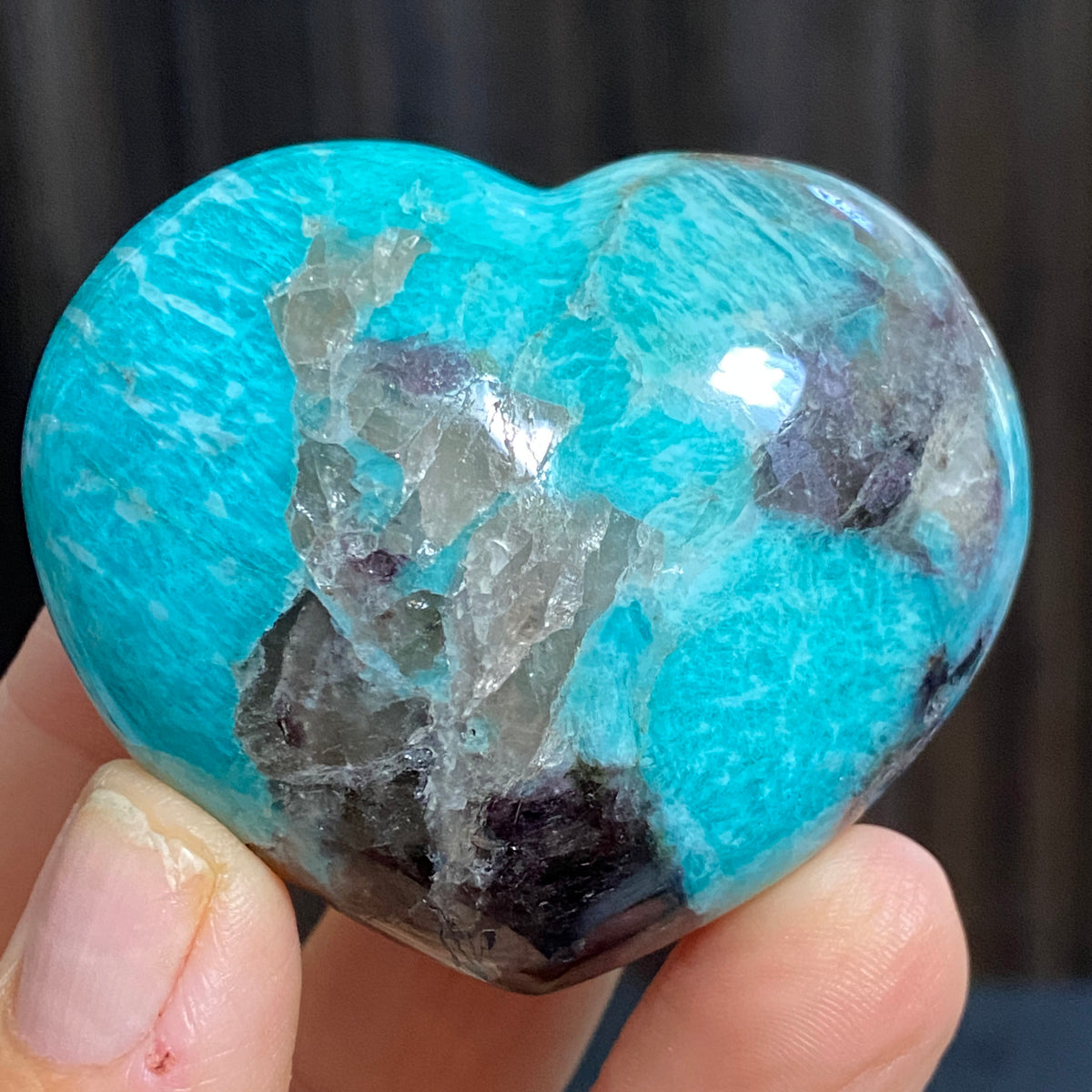Amazonite & Smoky Quartz Heart – Madagascar