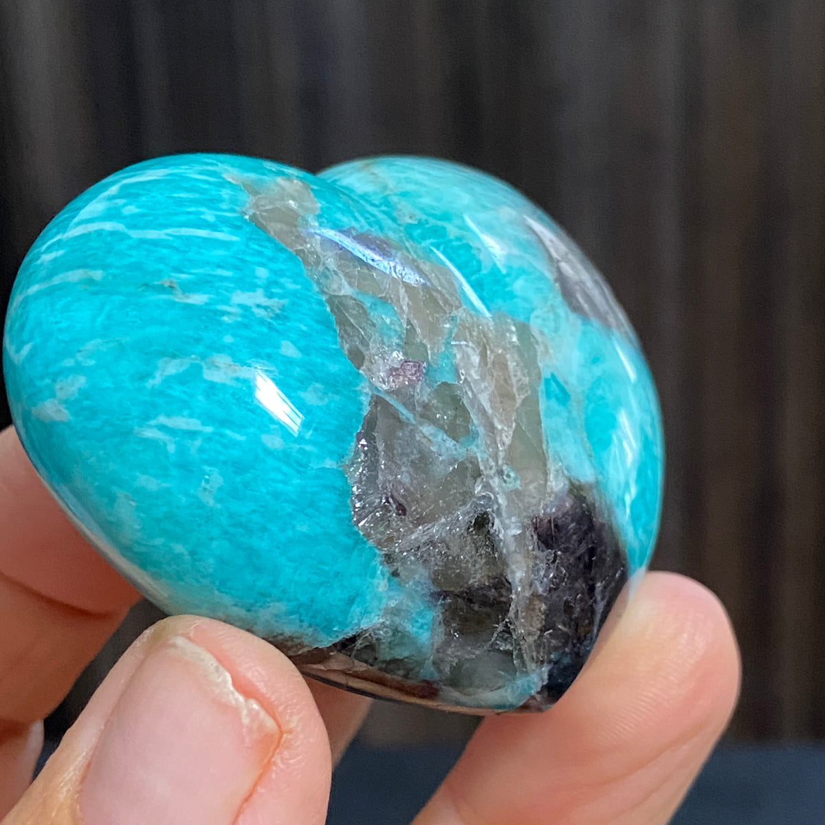 Amazonite & Smoky Quartz Heart – Madagascar