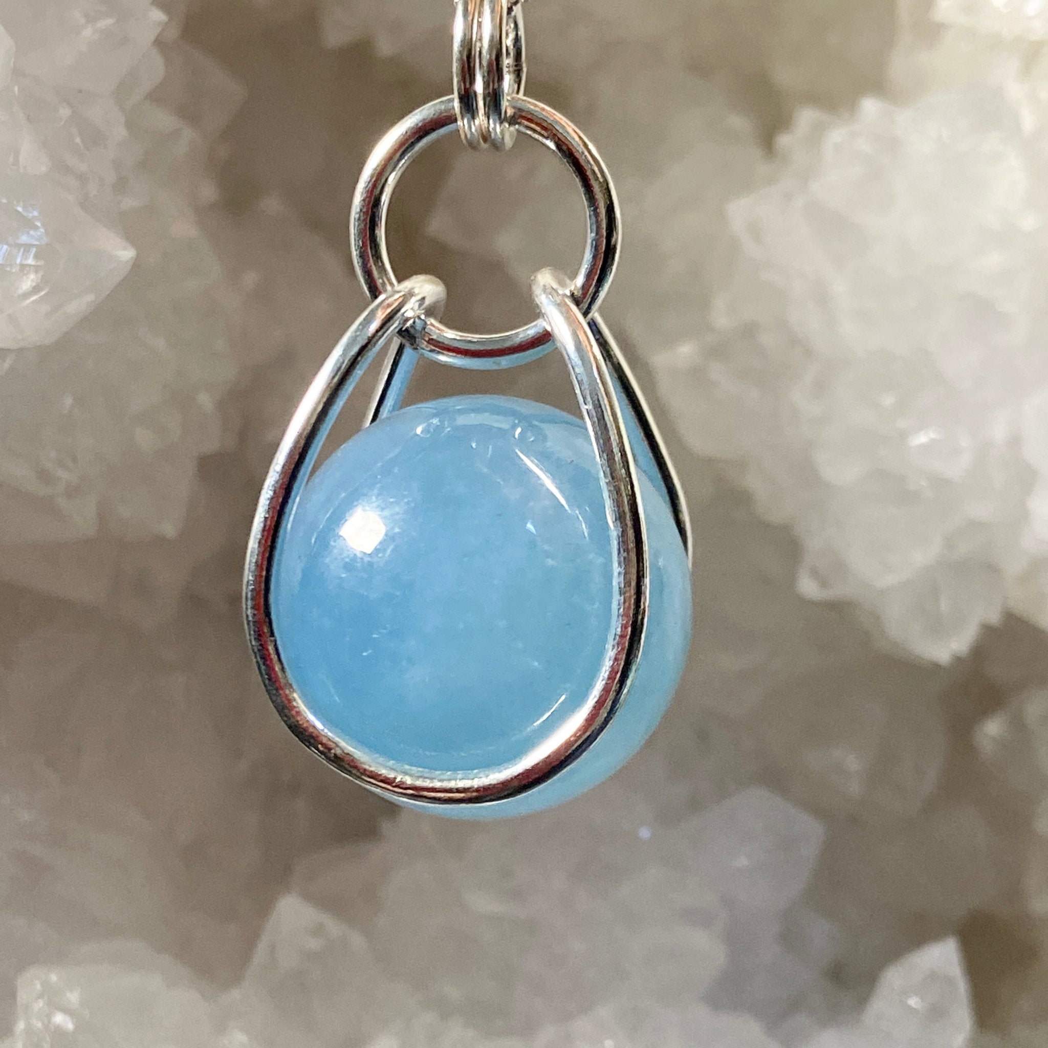 Aquamarine Sphere in Sterling Silver Cage - Bespoke by Song of the Sea