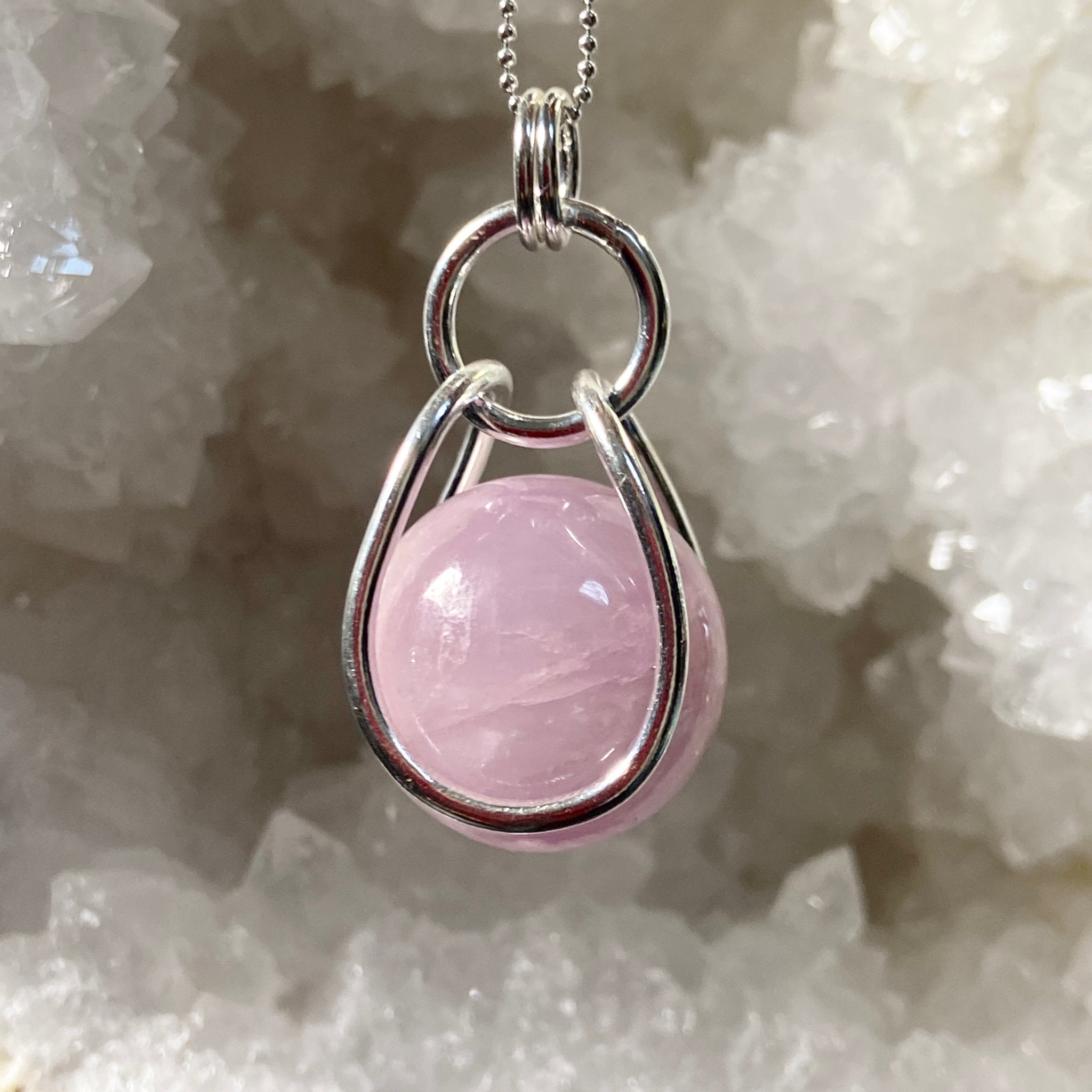 Kunzite Sphere in Sterling Silver Cage - Bespoke by Song of the Sea