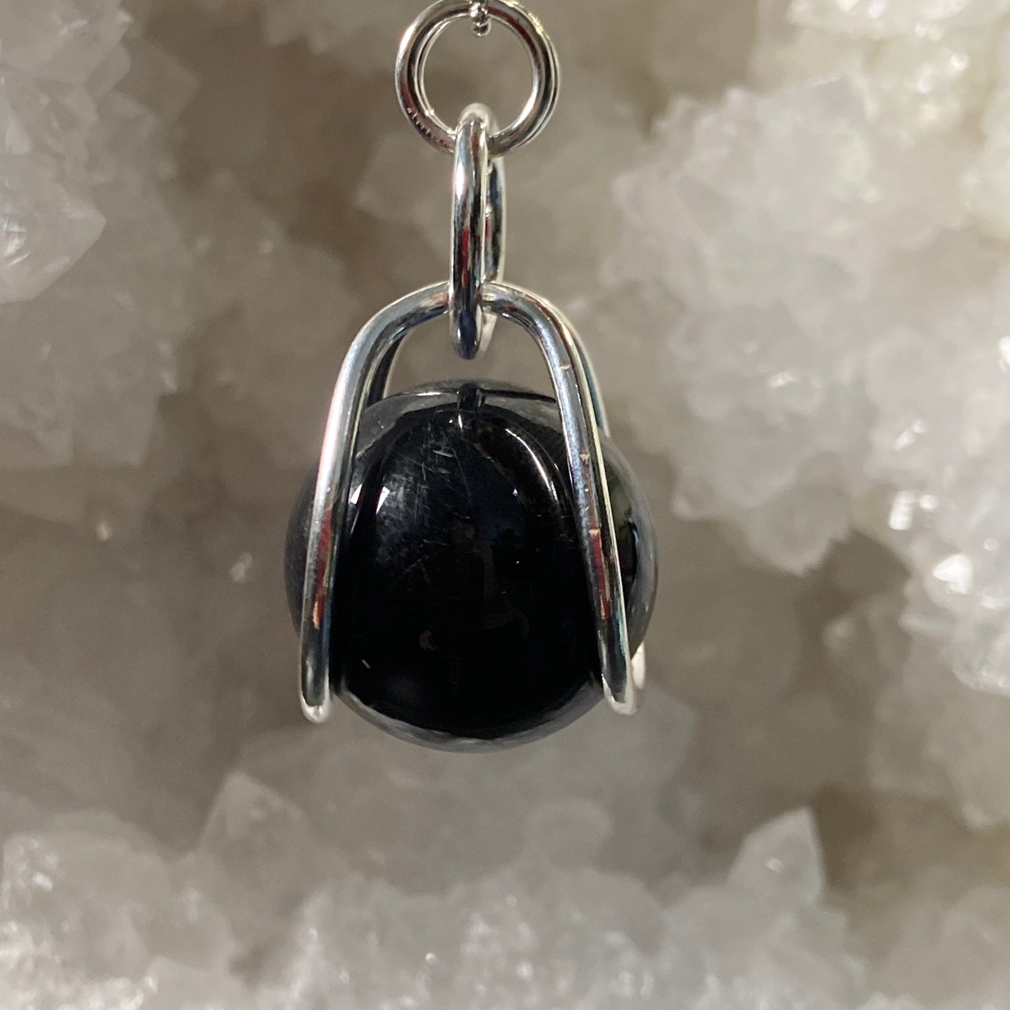 Blue Tigers Eye Sphere in Sterling Silver Cage - Bespoke by Song of the Sea