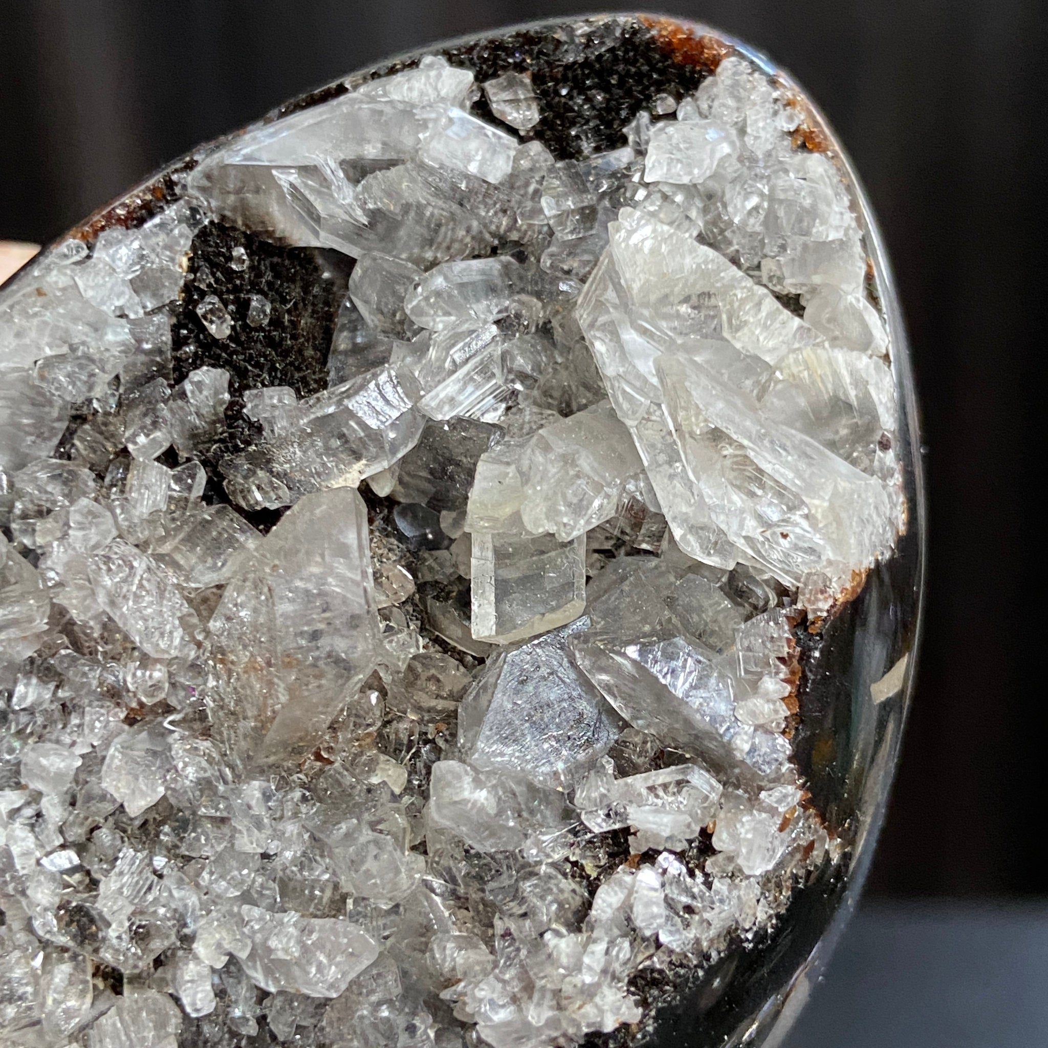 Rare Septarian Egg with Defined Calcite Crystals