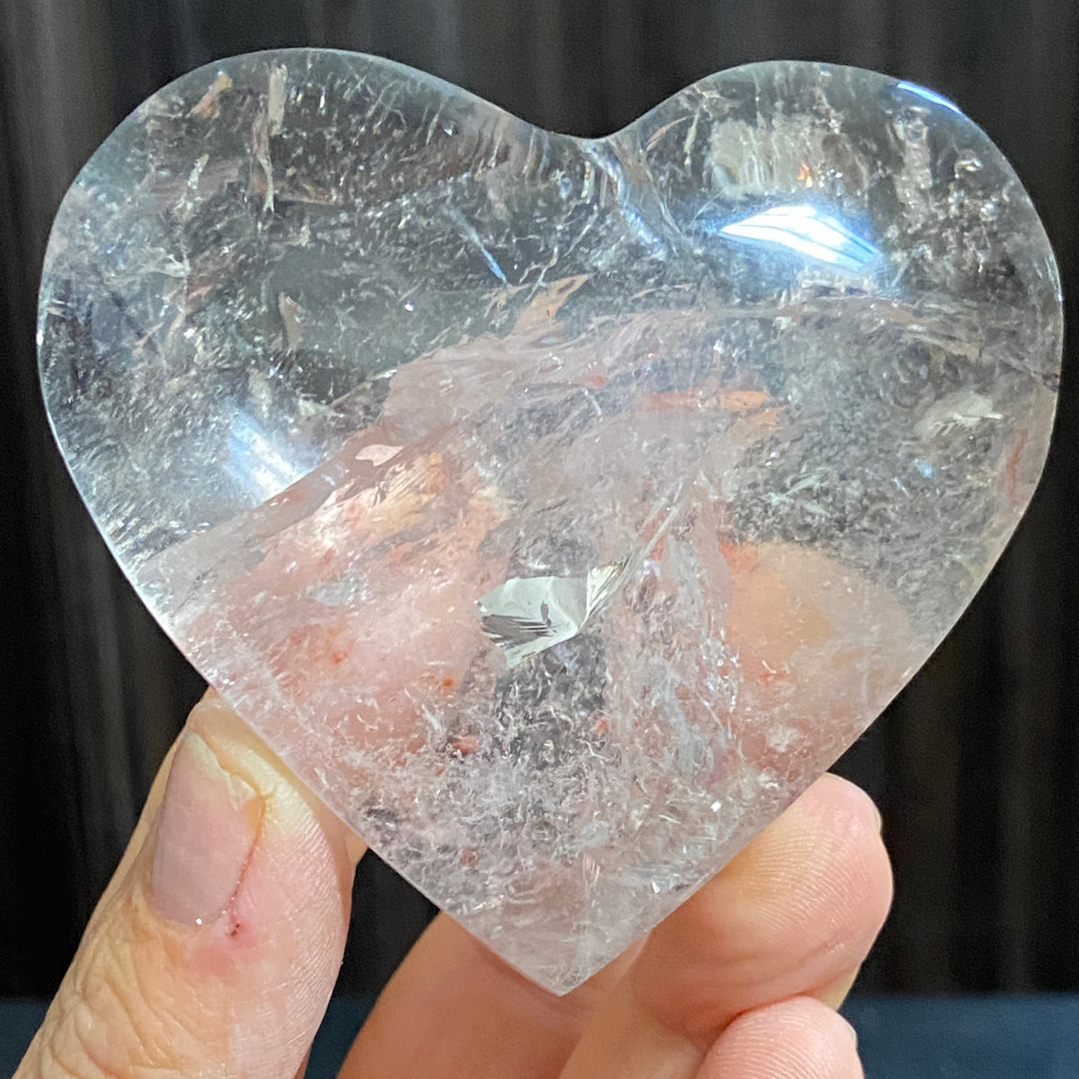 Large Brazilian Quartz Heart with Red Hematite