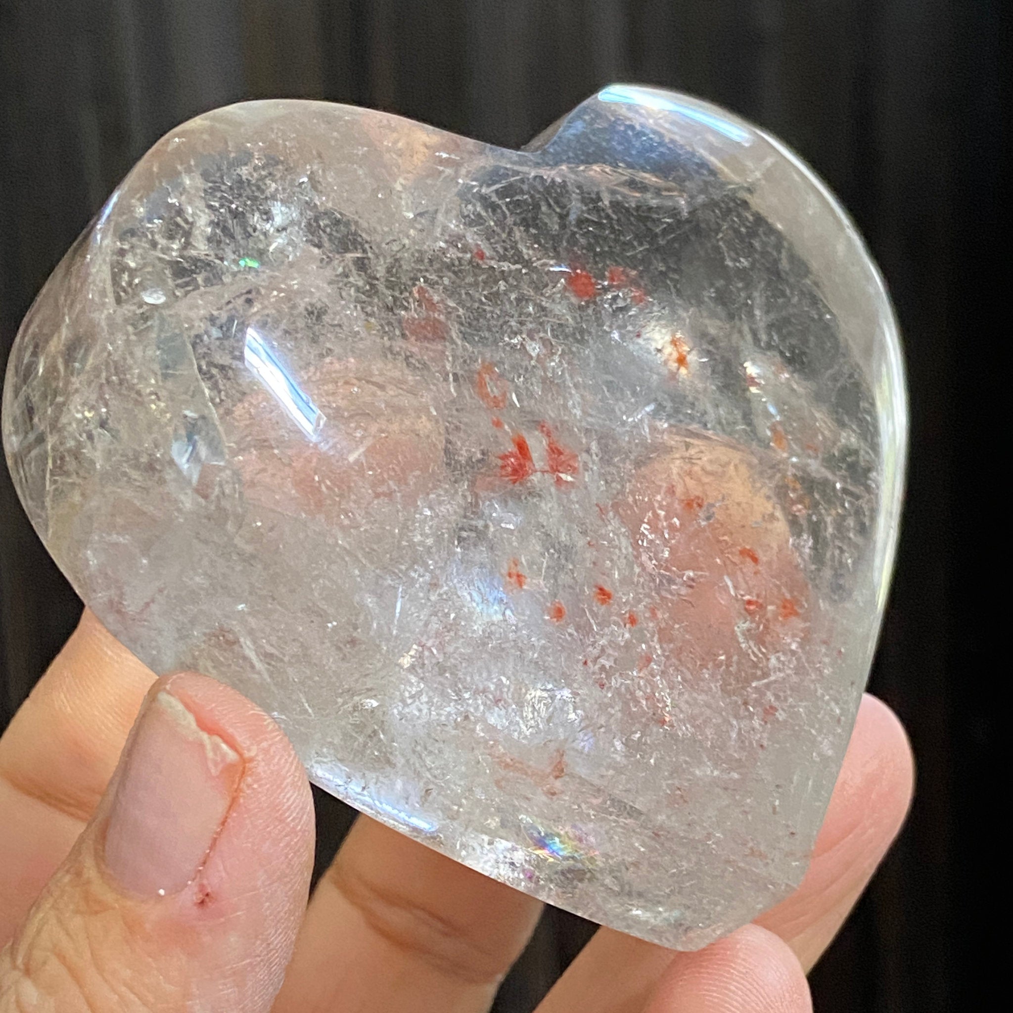 Large Brazilian Quartz Heart with Red Hematite