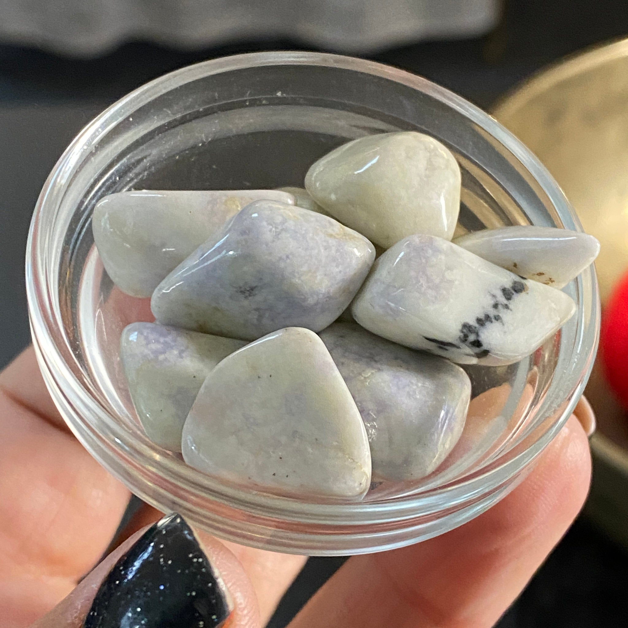 Rare White and Purple Mayan Jade tumbled stones