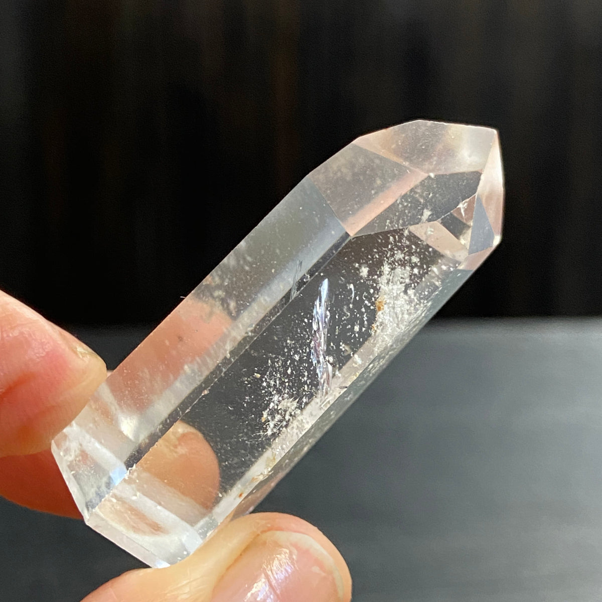 Clear Quartz Standing Point with Hematite – Madagascar