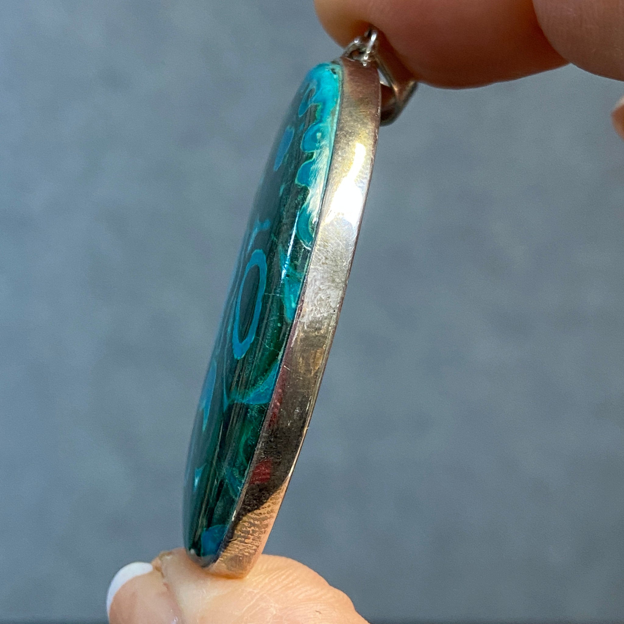 Chrysocolla and Malachite Pendant in Sterling Silver